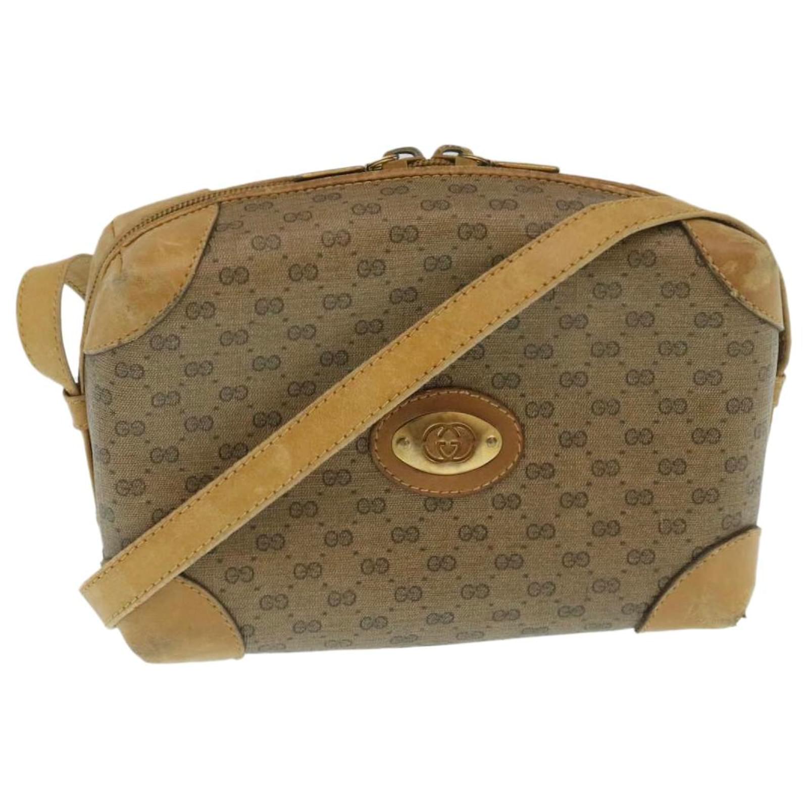 GUCCI Micro GG Canvas Shoulder Bag PVC Leather Beige Auth th2491 ref.531818  - Joli Closet