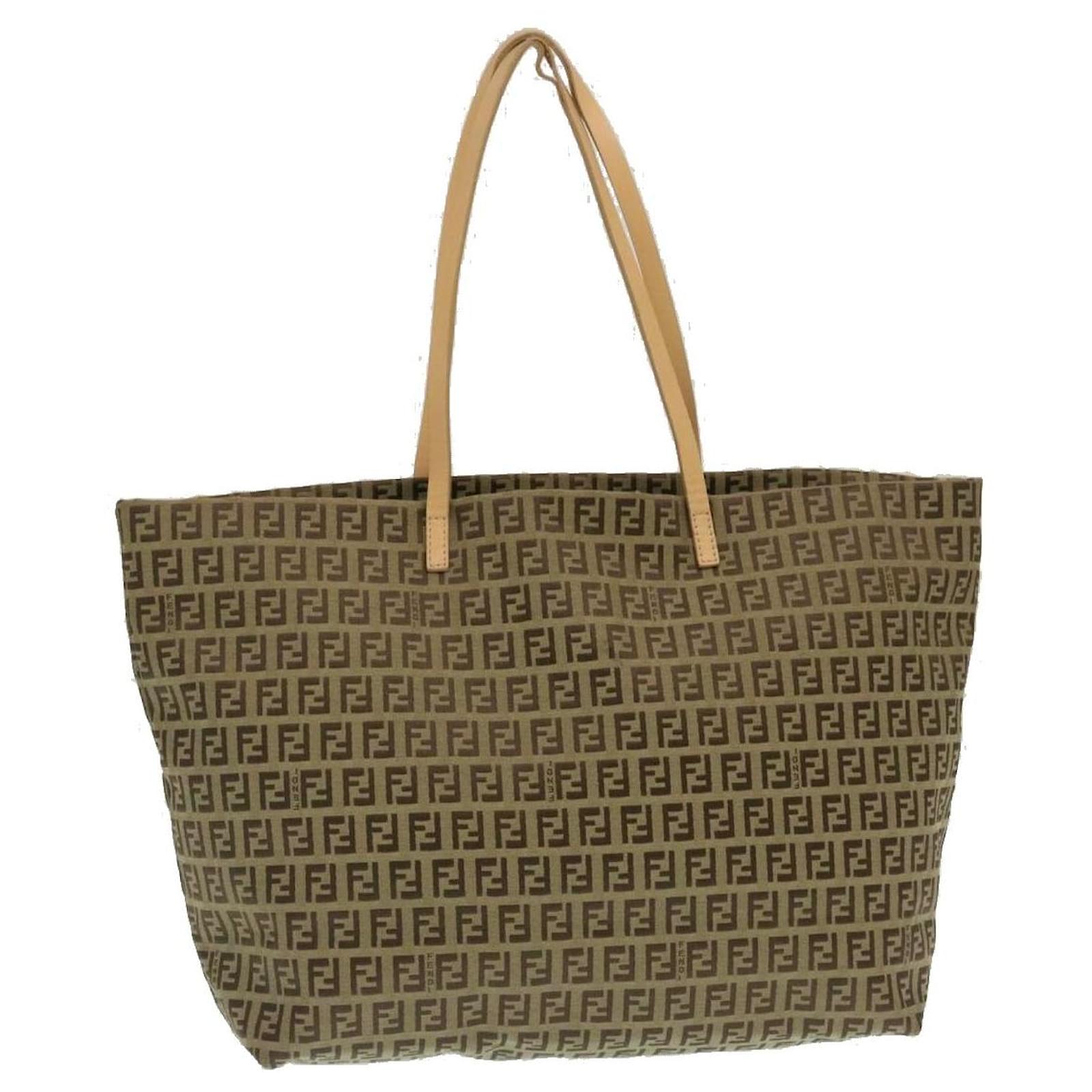 FENDI Zucchino Canvas Tote Bag Brown Auth th2474 ref.532076 - Joli Closet