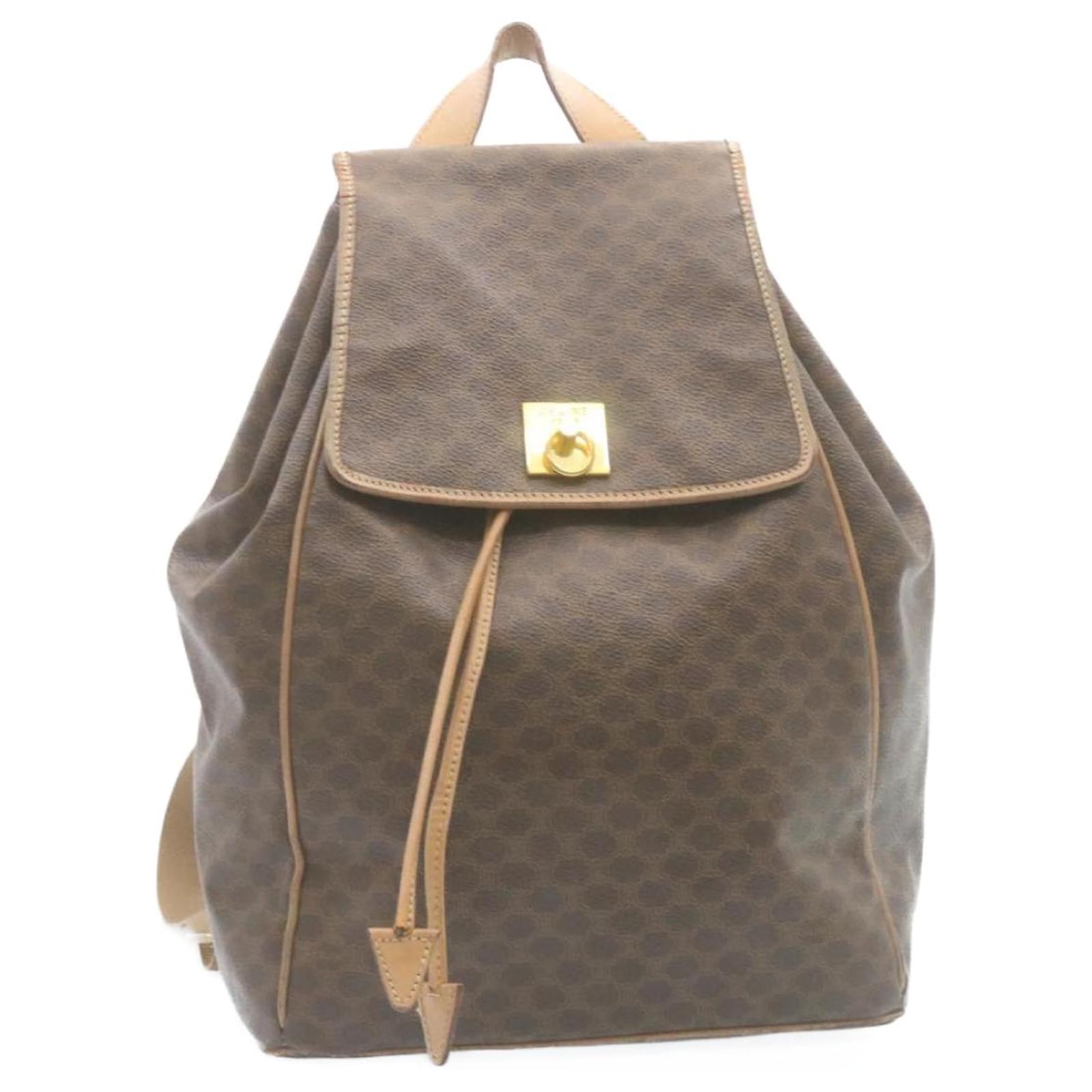 Céline CELINE Macadam Canvas Backpack PVC Leather Brown Auth yk3863  ref.533105 - Joli Closet