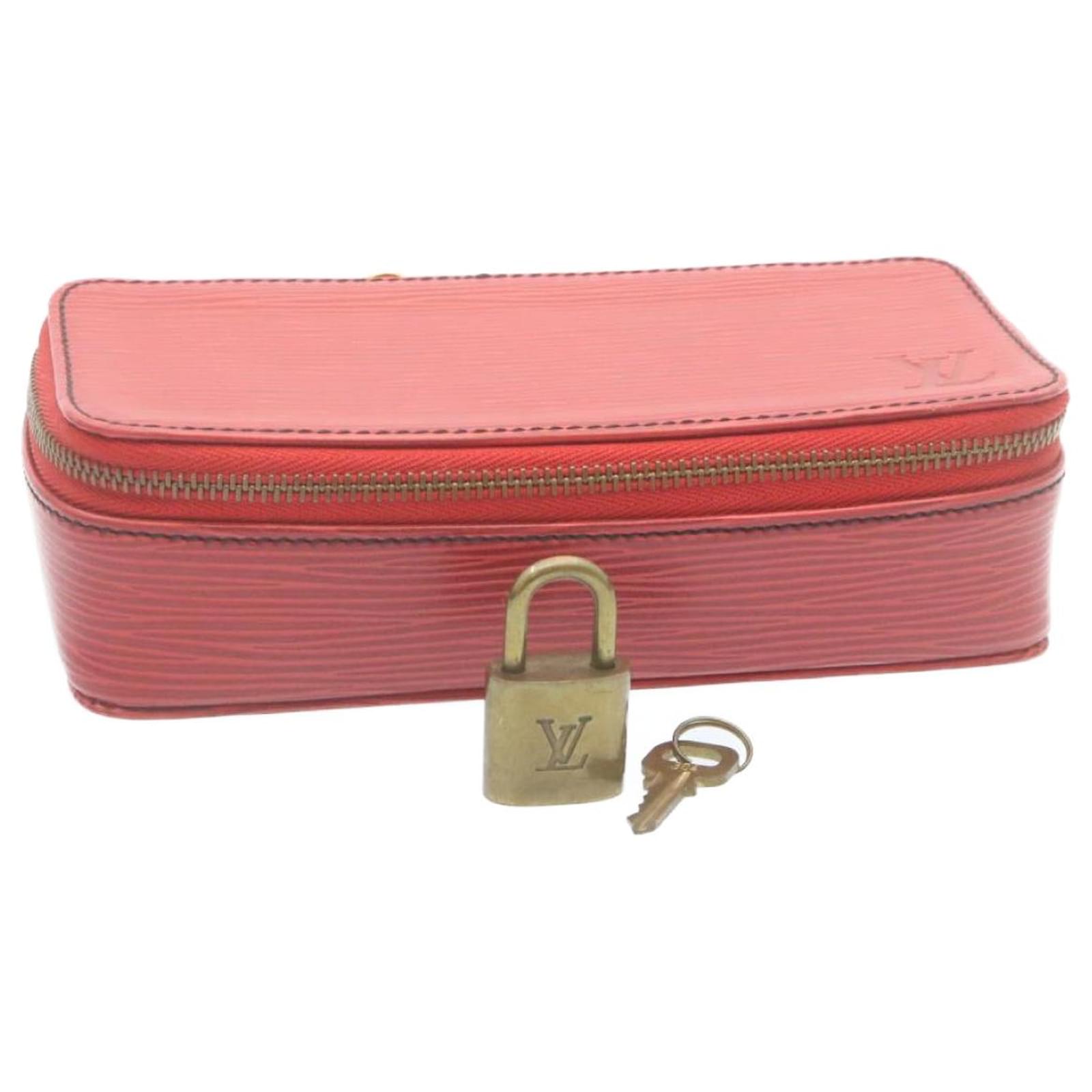 LOUIS VUITTON Epi Jewelry Box Red LV Auth 28938 Leather ref.533161
