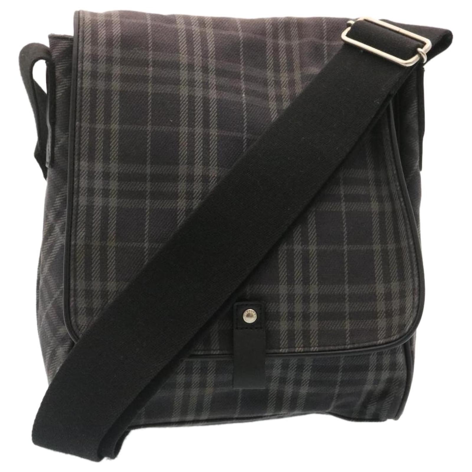 BURBERRY Nova Check Blue Label Shoulder Bag Canvas Black Auth