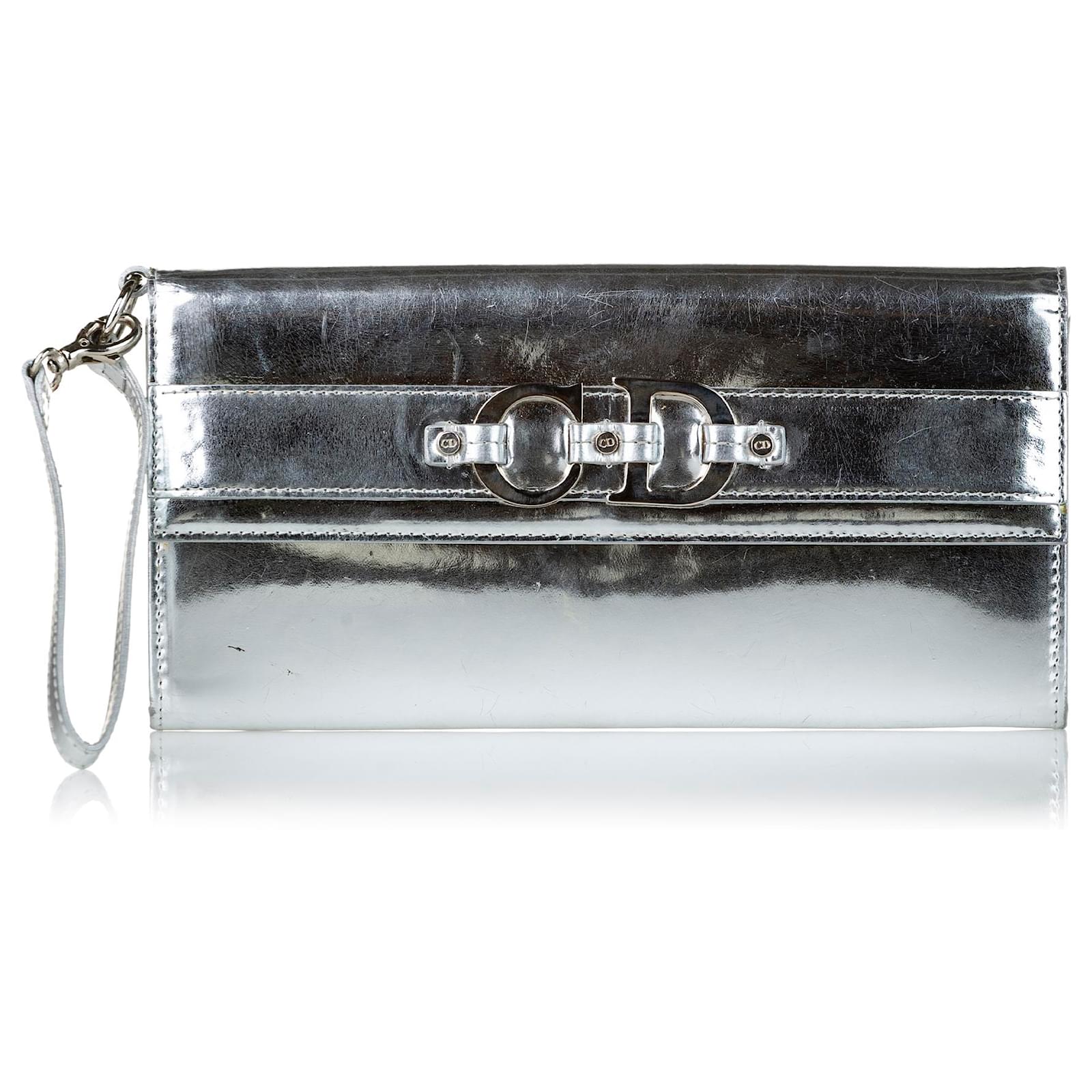 Dior Silver Leather Clutch Bag Silvery Ponystyle calfskin ref.534068