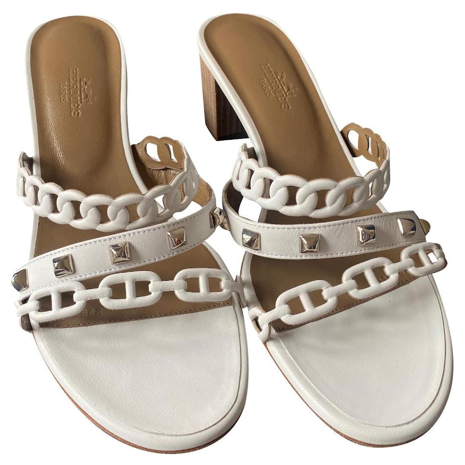 Hermès sandals White Leather ref.534659 - Joli Closet