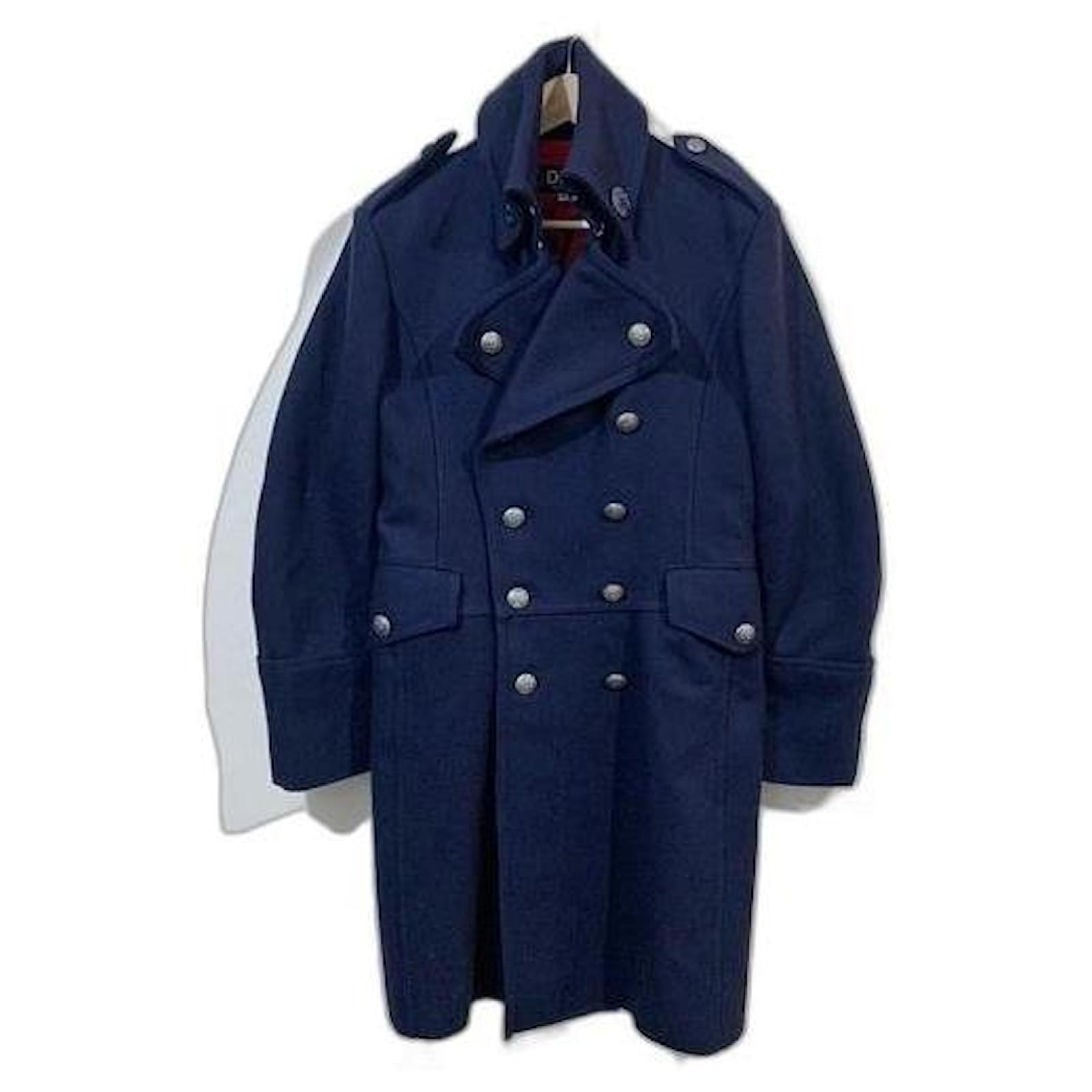 Used] DOLCE & GABBANA lined Breathed Wool Napoleon Chester Coat Navy blue   - Joli Closet