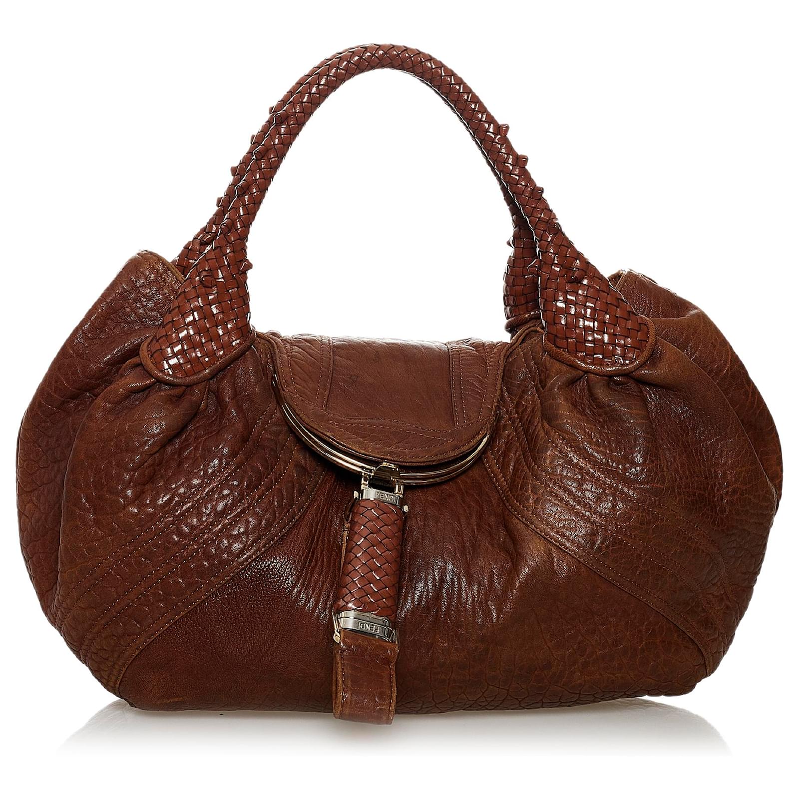 Fendi Brown Spy Leather Hobo Bag Ponystyle calfskin ref.535267 Joli
