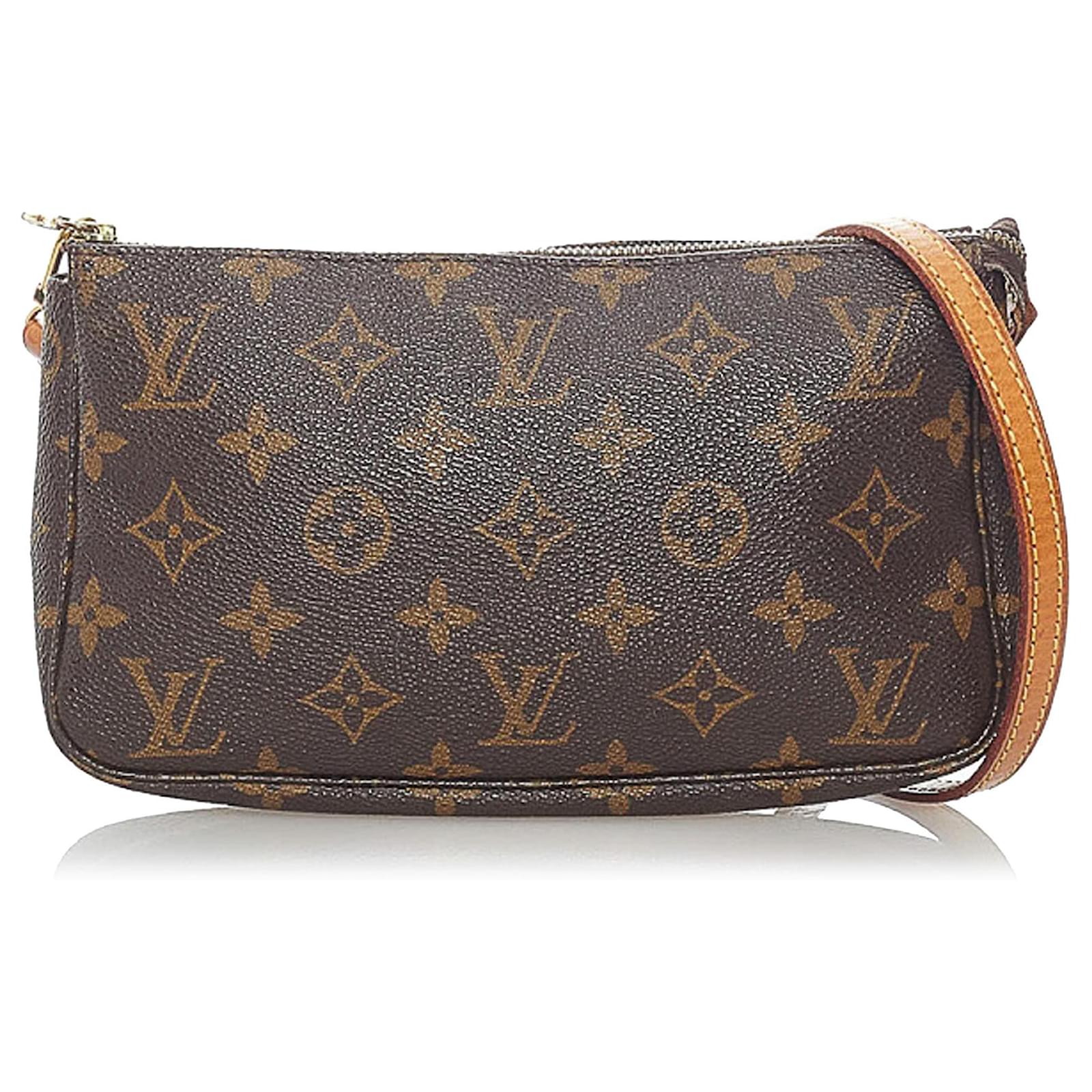 Louis Vuitton Brown Monogram Pochette Accessoires Long Strap Leather Cloth  ref.536238 - Joli Closet
