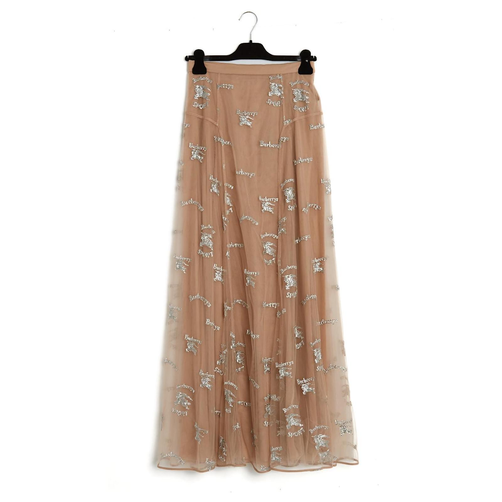 Burberry MAXI NUDE TULLE ARGENTO FR34/36 Carne Poliestere ref