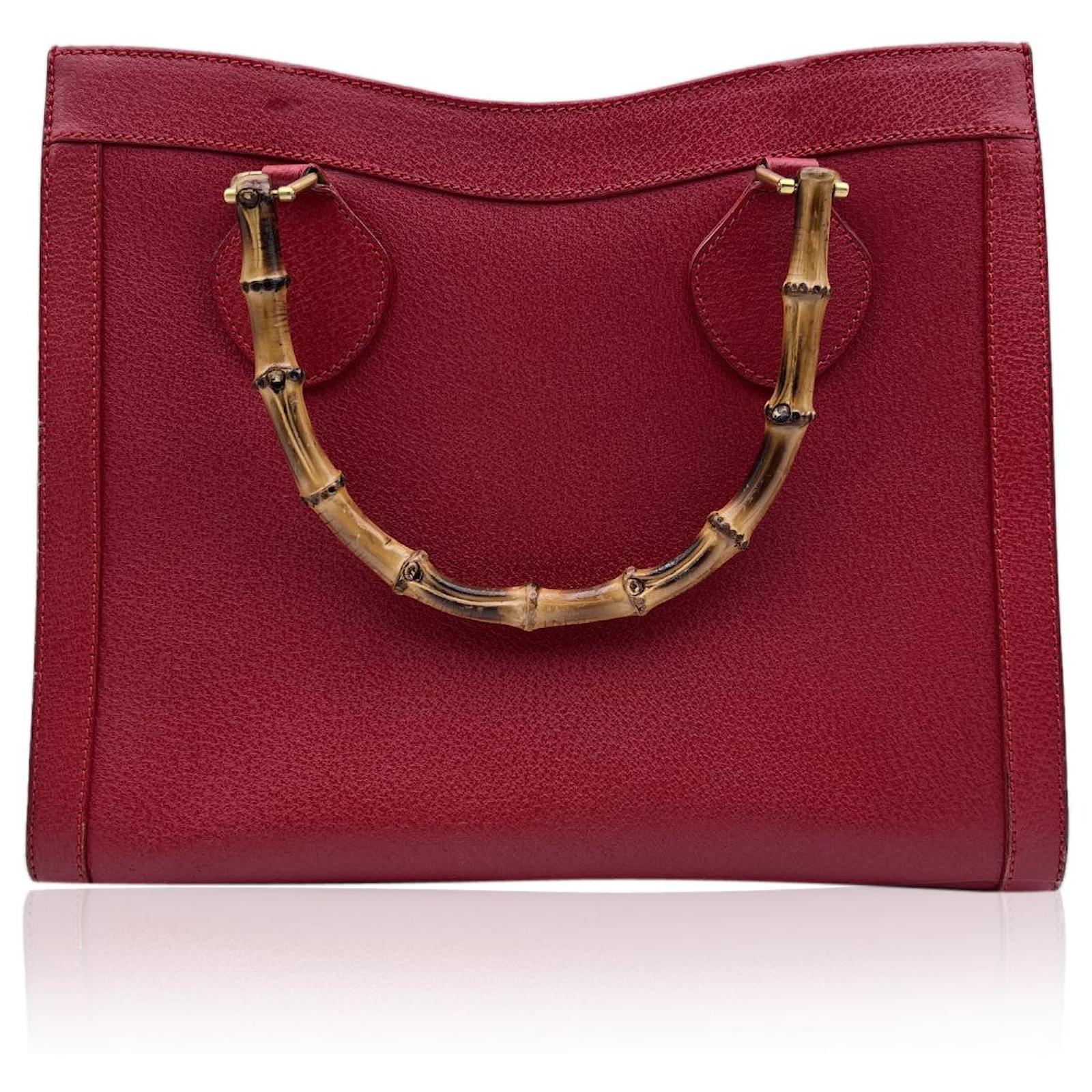 Gucci Vintage Red Leather Bamboo Princess Diana Tote Bag ref.537015 - Joli  Closet