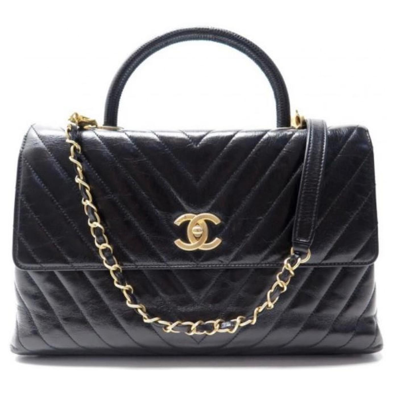 Chanel Coco Handle Black Leather Ref Joli Closet