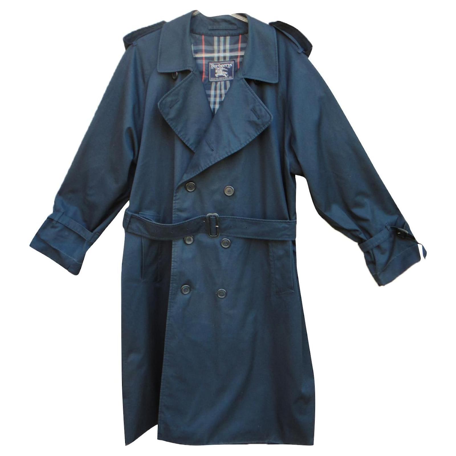 vintage Burberry men's trench coat size 60 Navy blue Cotton Polyester   - Joli Closet