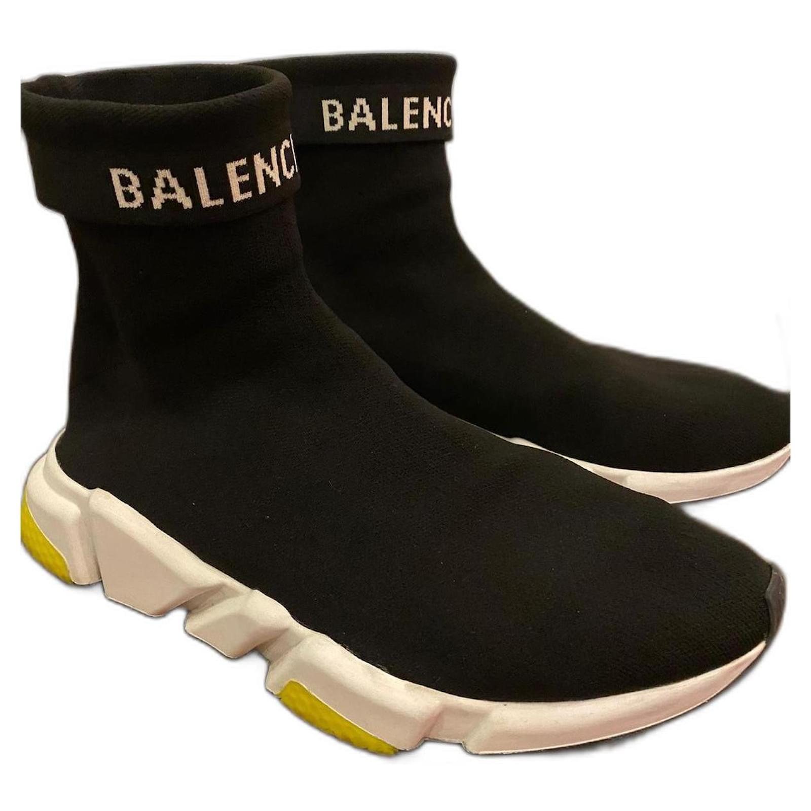 Balenciaga Fold Speed Trainer Black White Cloth ref.538185 - Joli Closet