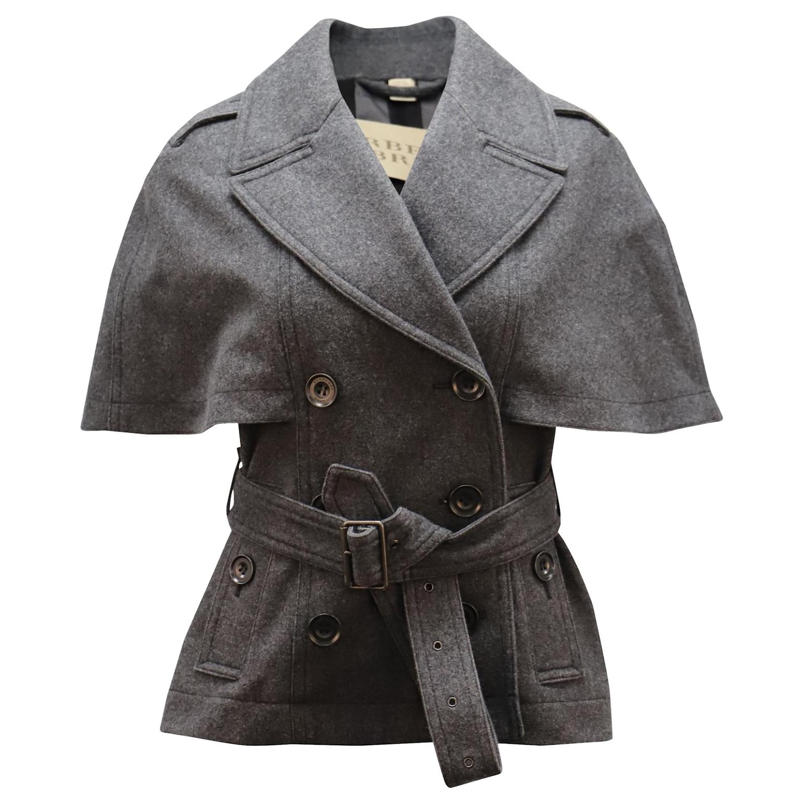 Veste Cape Burberry en Laine Grise ref.538415 - Joli Closet
