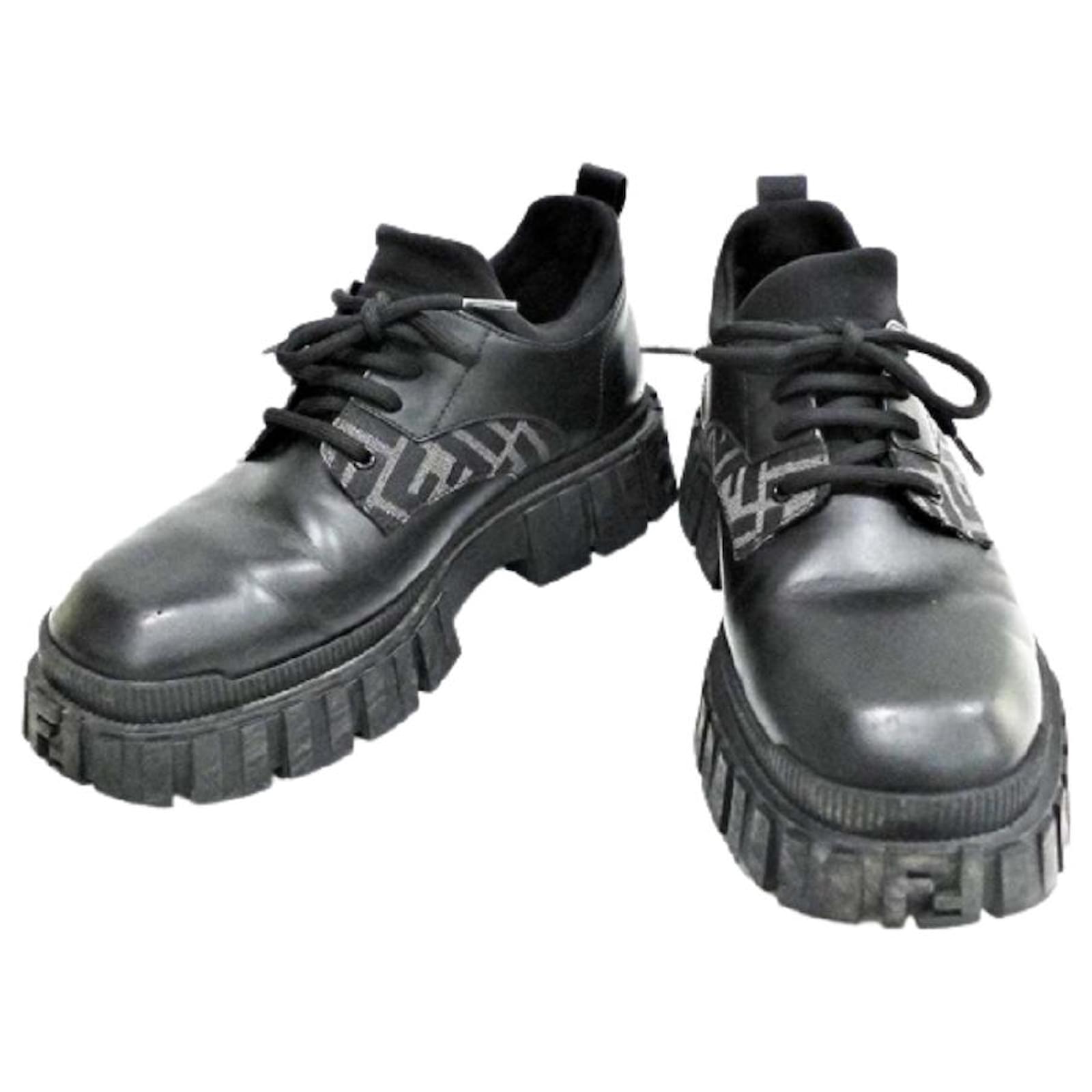 Fendi Sneakers Force Lace-up FENDI Zapatos Zucca para hombre Suela de goma  Zapatos de cuero de fondo grueso 7 tamaño Negro  - Joli Closet