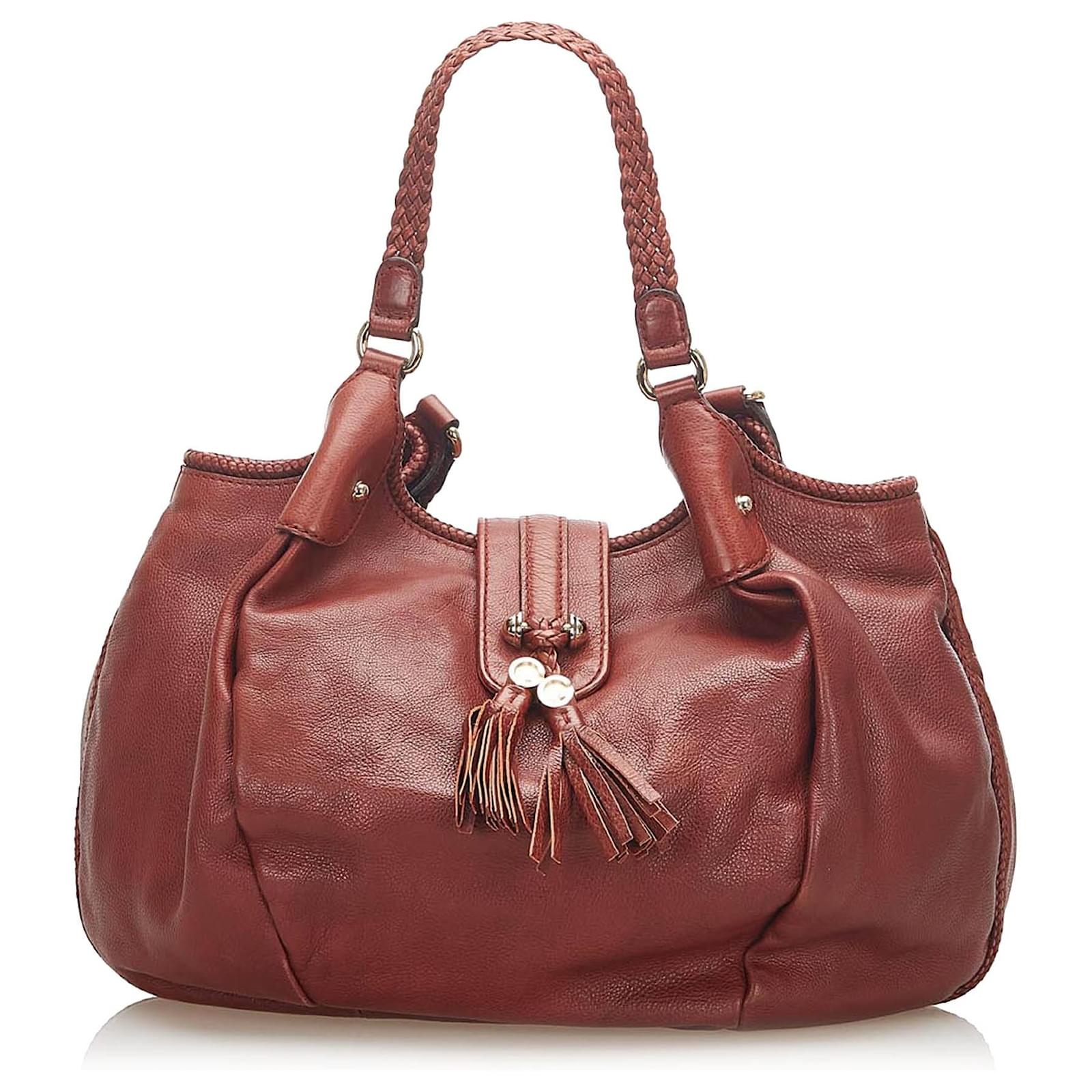 gucci red leather hobo