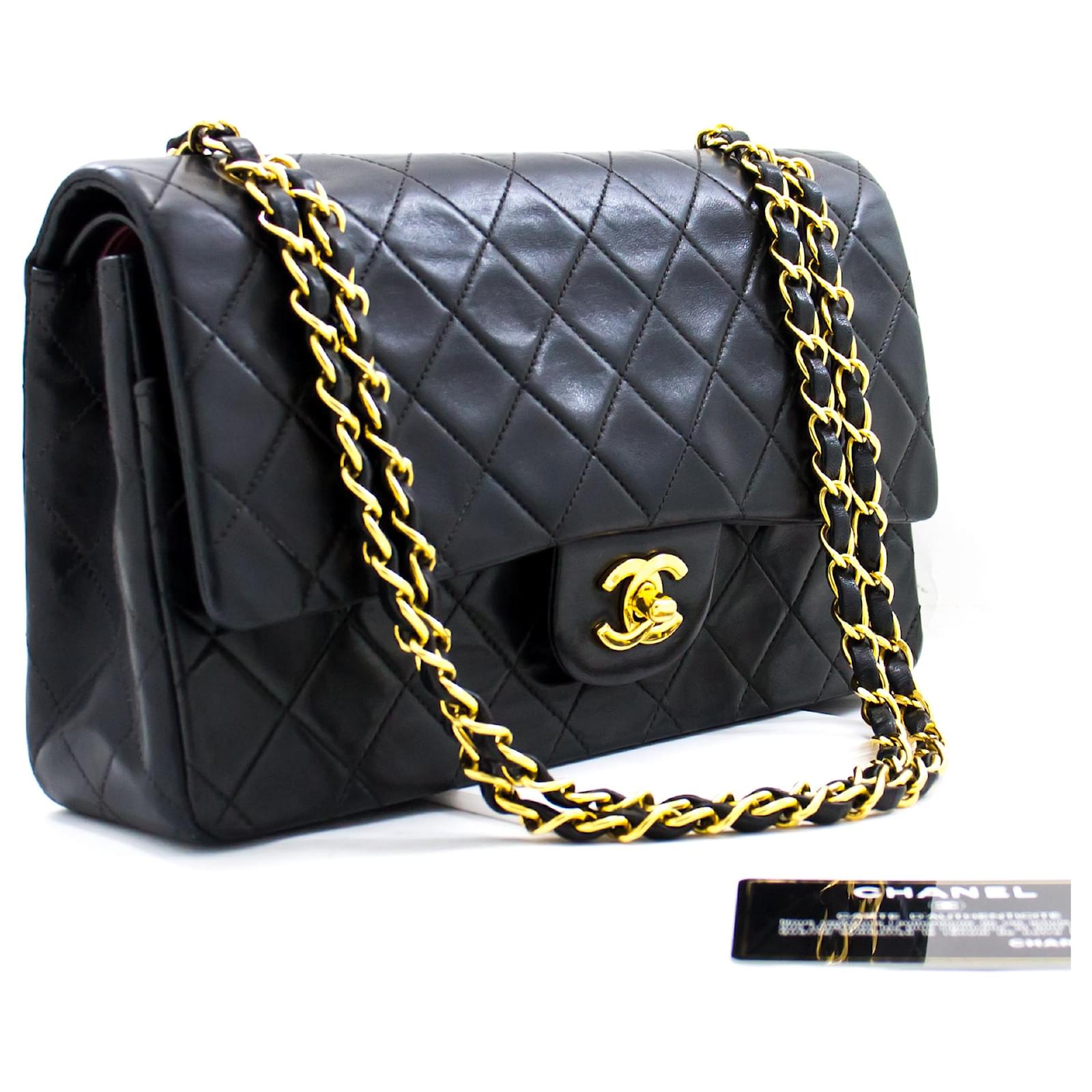 Chanel 2.55 lined Flap Medium Chain Shoulder Bag Black Lambskin Leather  ref.539364 - Joli Closet