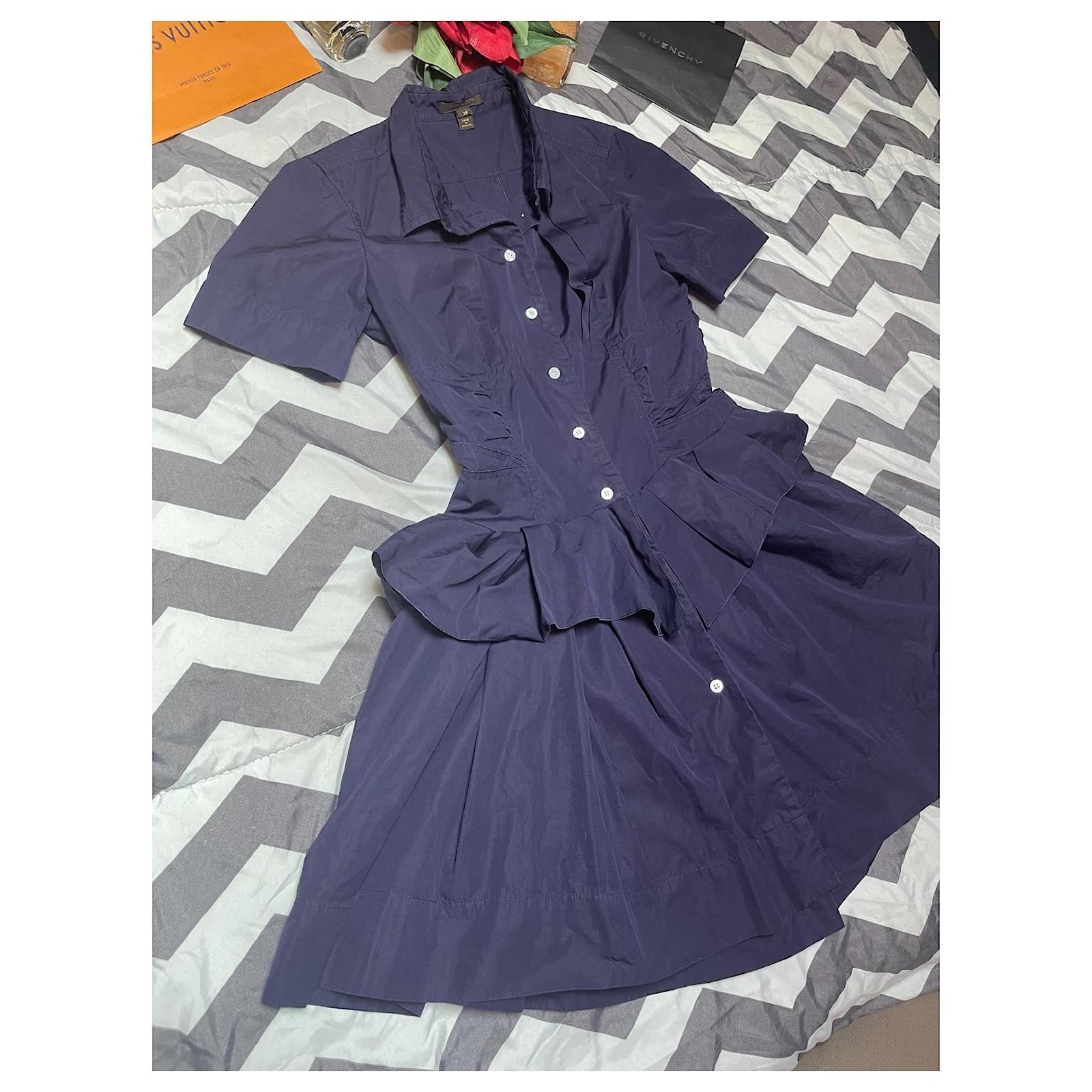 Louis Vuitton Dresses Navy blue Cotton ref.539470 Joli Closet