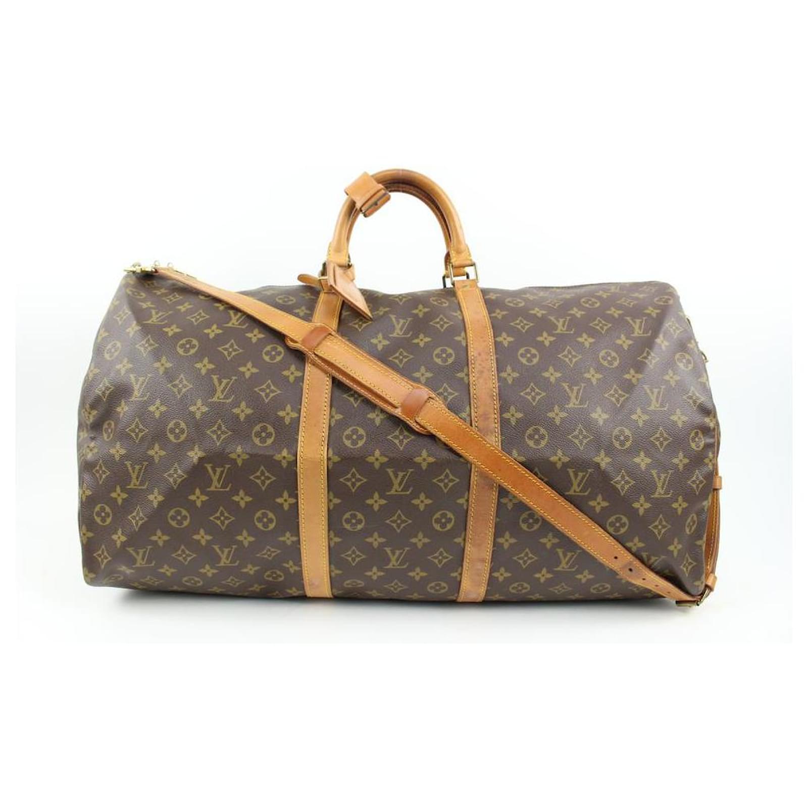 Om tæppe Civic Louis Vuitton Monogram Keepall Bandouliere 60 Duffle Bag with Strap Leather  ref.540198 - Joli Closet