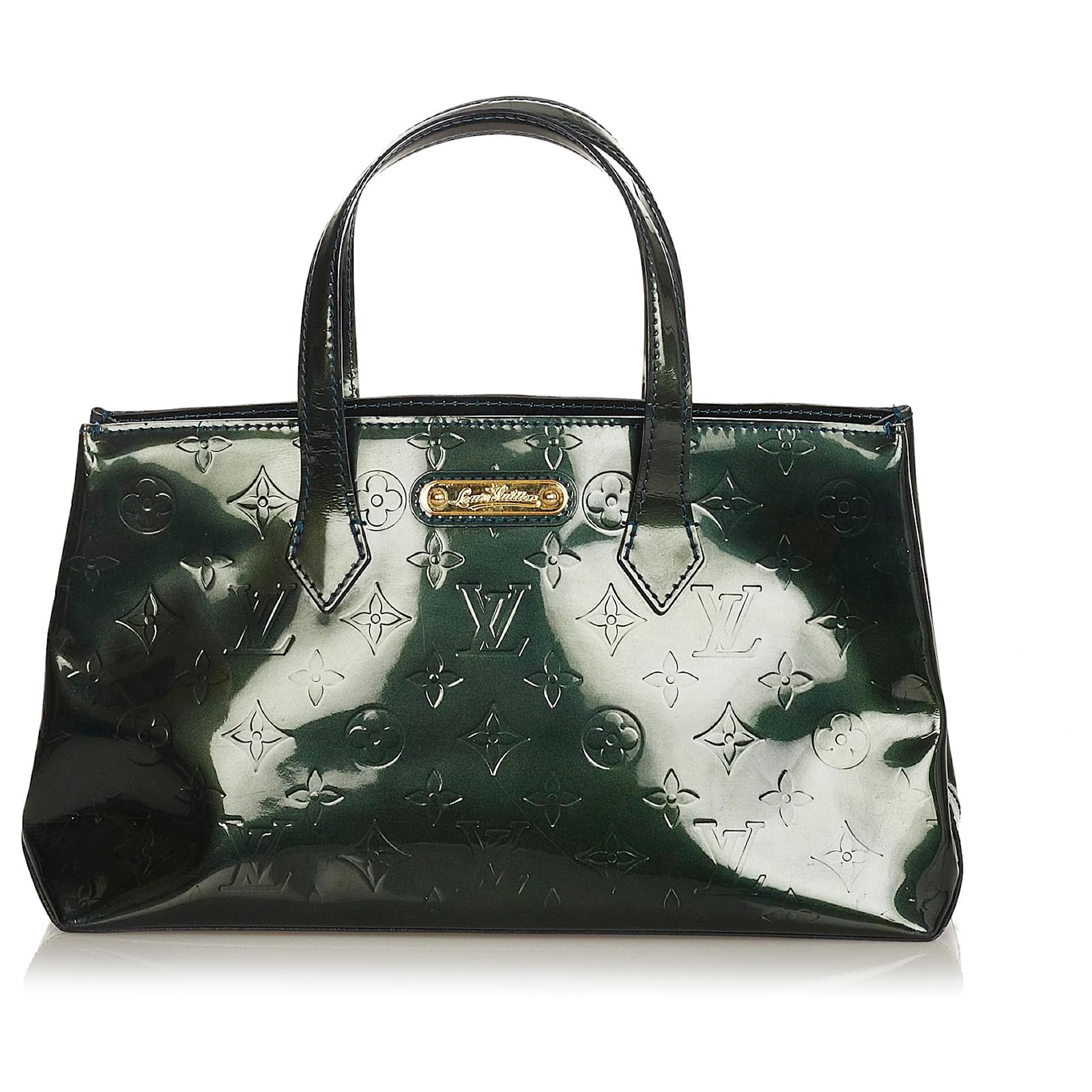 Patent leather satchel Louis Vuitton Green in Patent leather