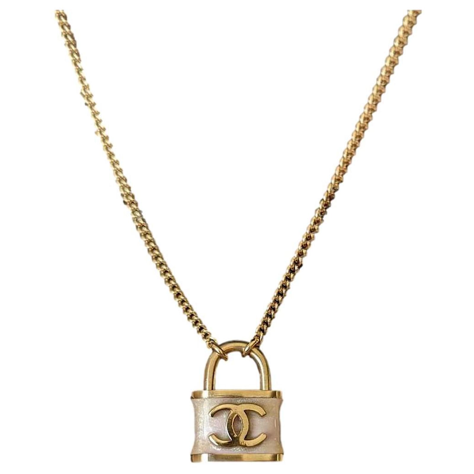 Pendant Necklaces Chanel CC B12A Logo Classic Square Crystal Necklace in GHW Tag Receipt
