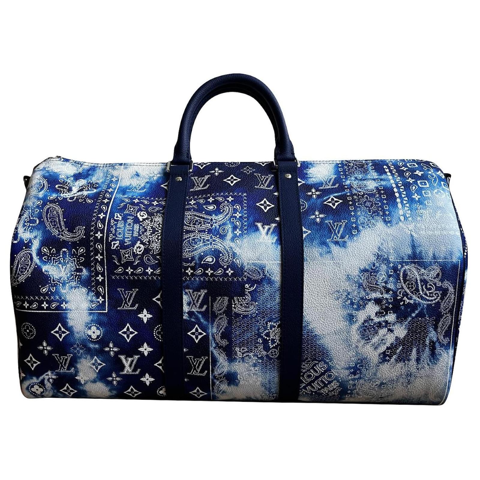 Louis Vuitton Bandana Blue 50 Keepall Bandouliere Duffle Bag (WRZX) 14 –  Max Pawn