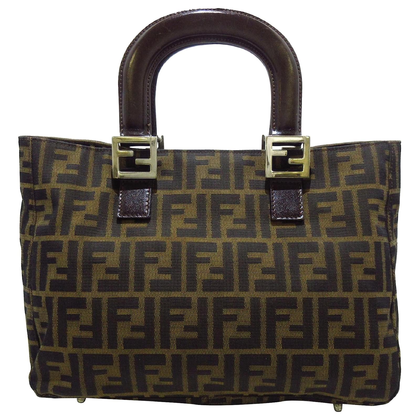 Fendi Brown Zucca Canvas Handbag Multiple colors Leather Cloth Pony-style  calfskin Cloth ref.332423 - Joli Closet