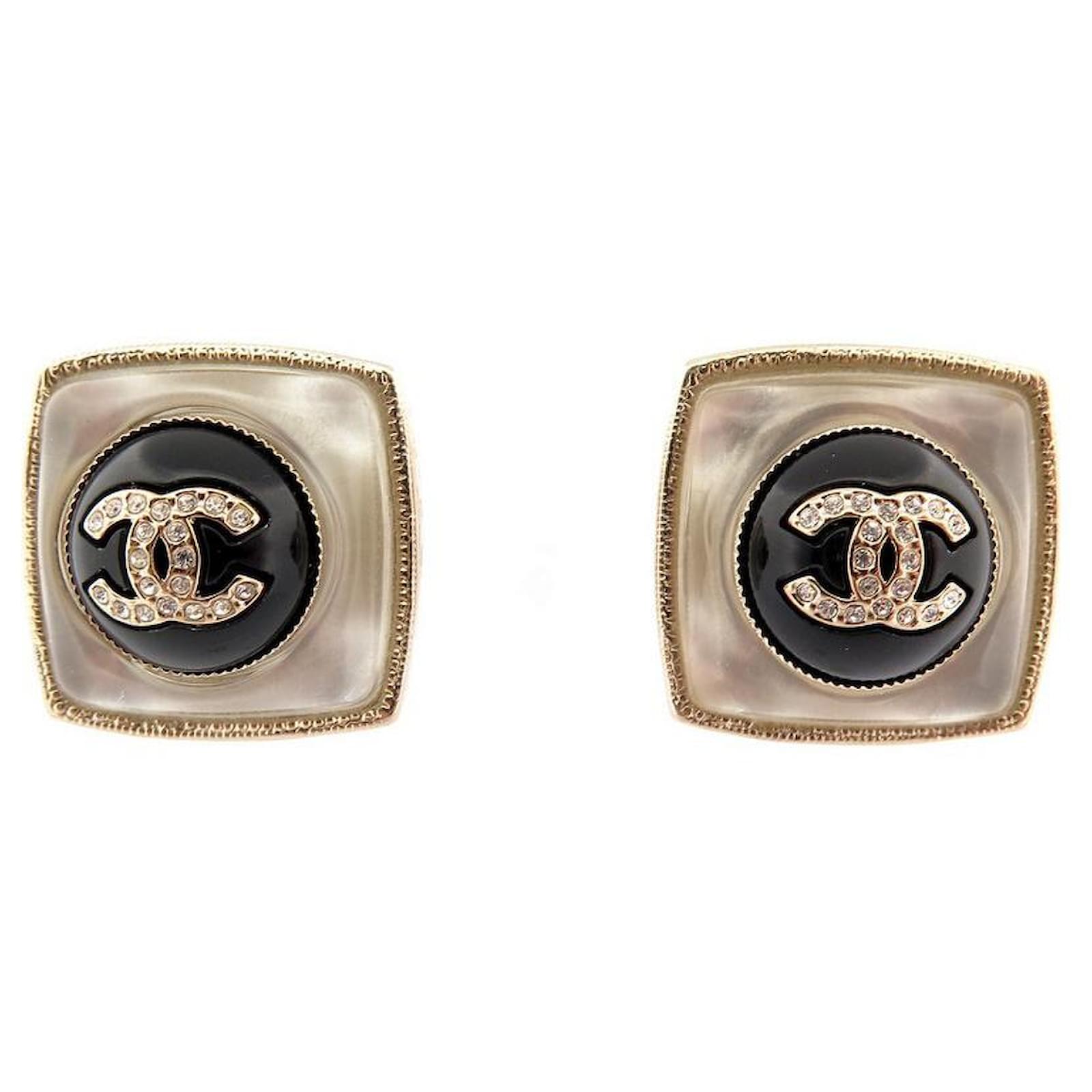 Chanel 2022 Strass CC Hoop Earrings