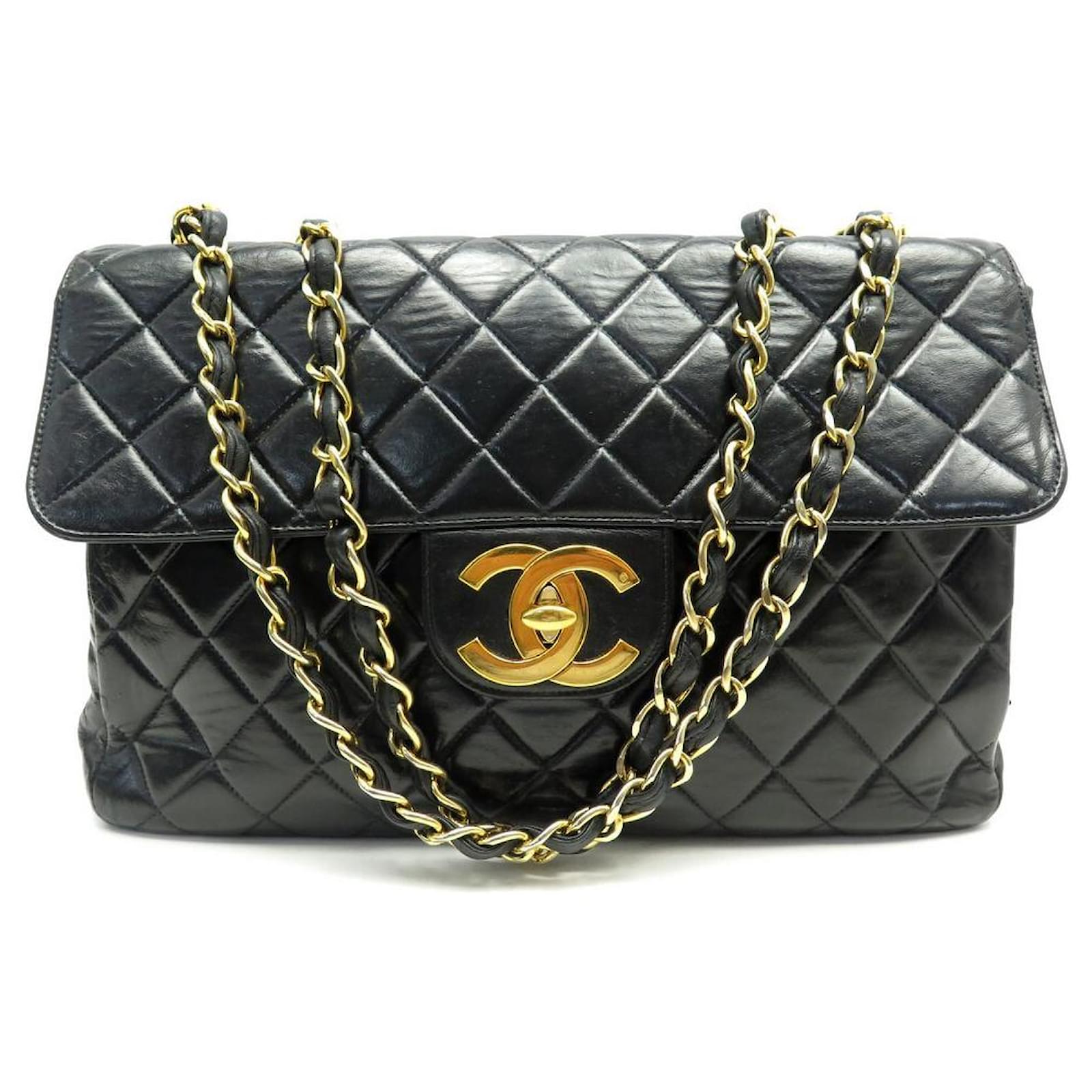 chanel timeless handbag in black quilted leather