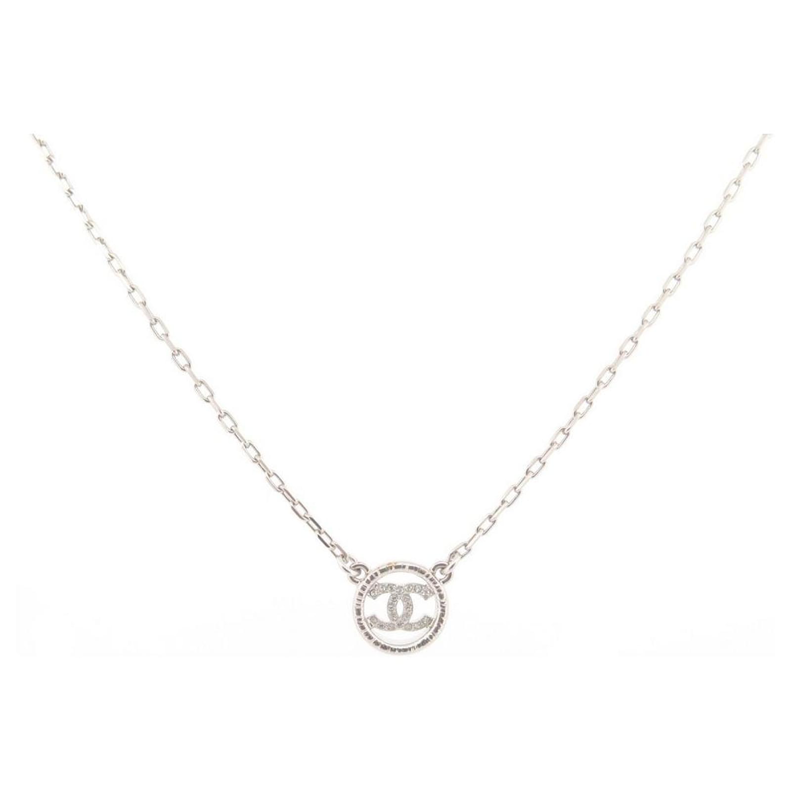 CHANEL LOGO CC NECKLACE 2017 IN SILVER 