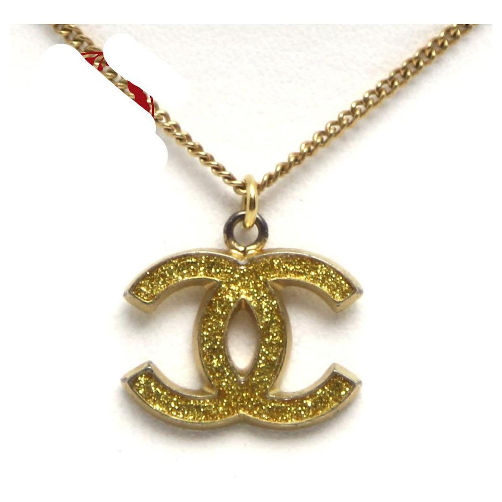 Used] Chanel GF Coco Mark Necklace Gold Lame Golden Gold-plated ref.543362  - Joli Closet