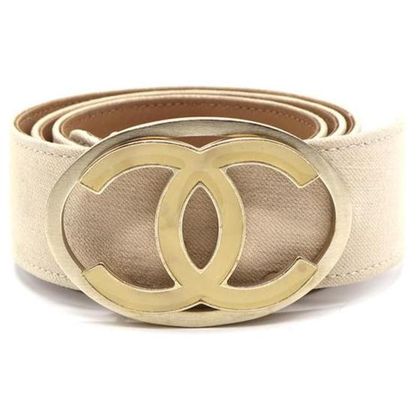 Chanel White Denim CC Gold Buckle Size 80/32 Belt Multiple colors