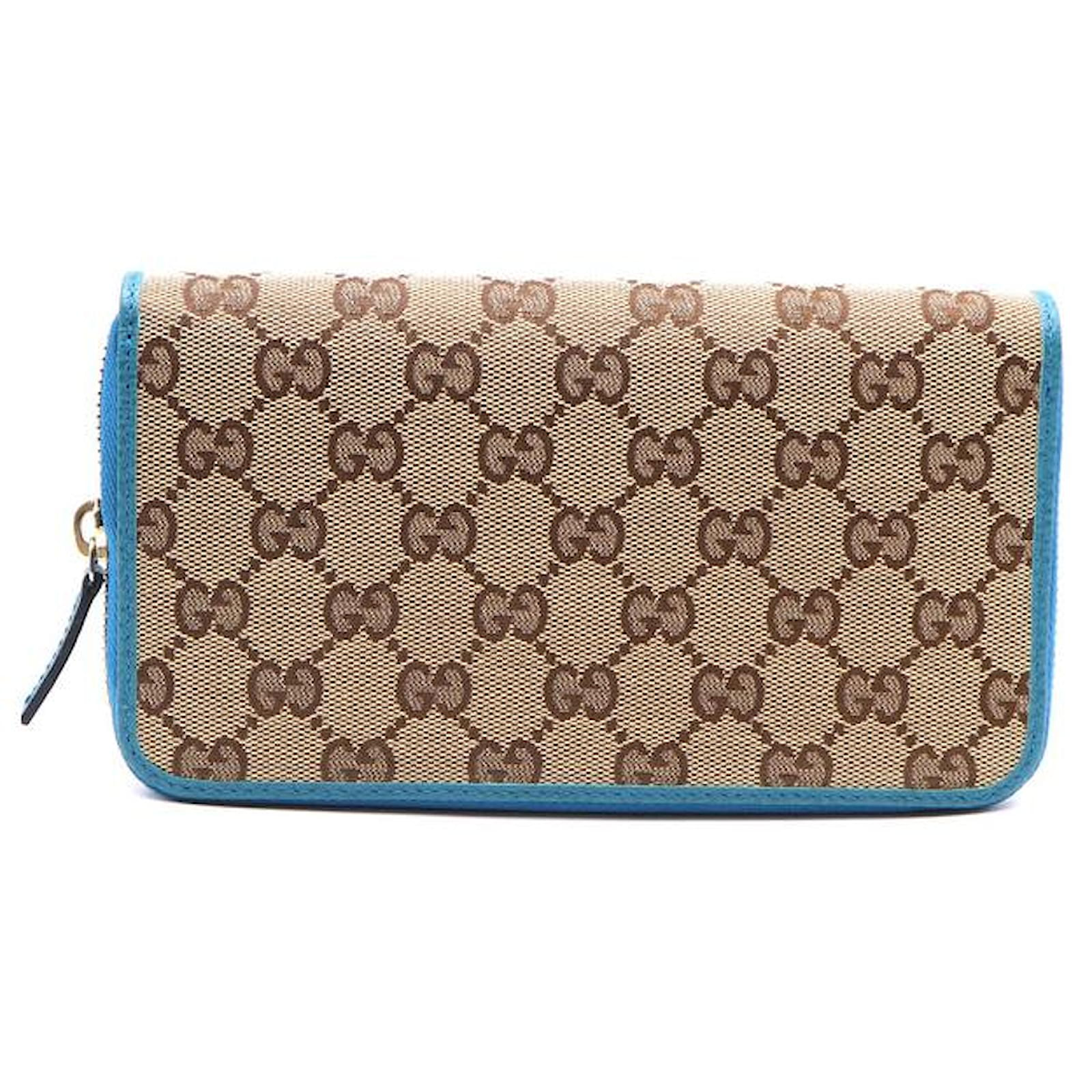 Ophidia GG wallet in beige and blue GG Supreme