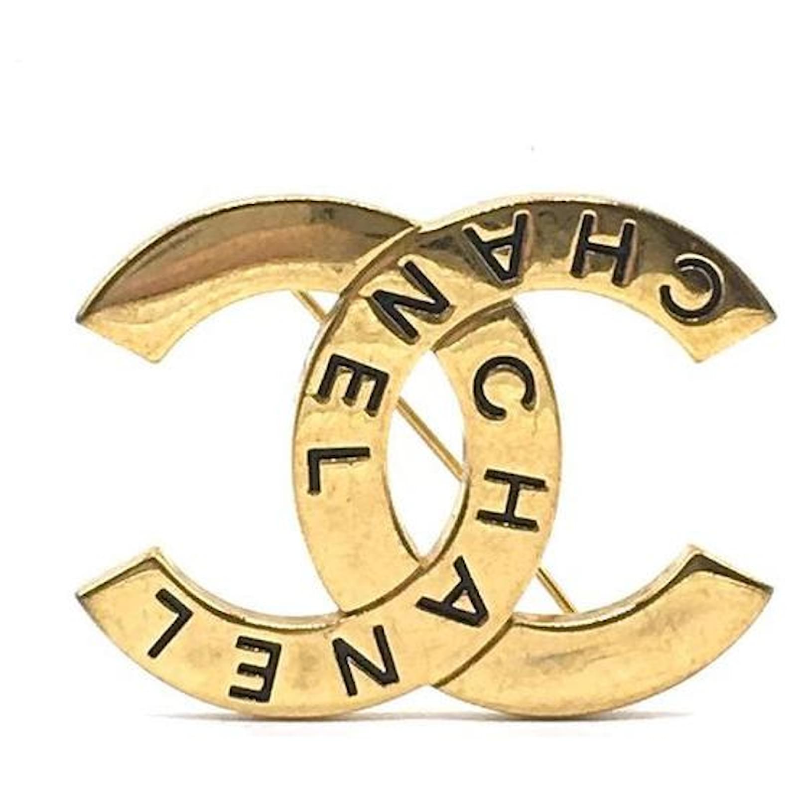 Chanel Gold Metal, Strass Coco CC Logo Brooch, 2022, Contemporary Jewelry (Like New)