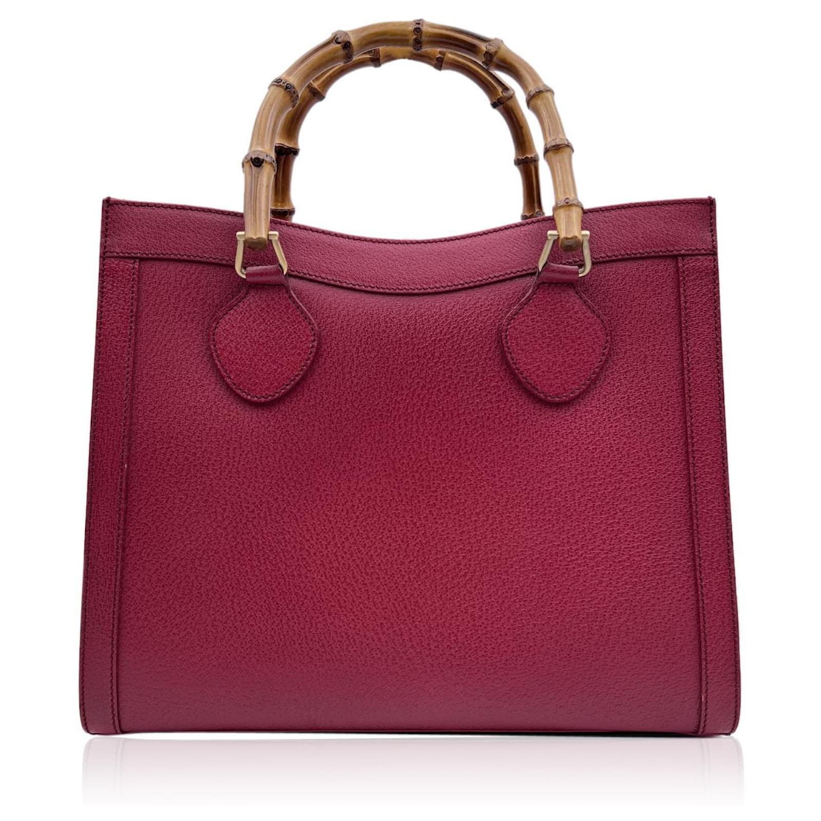 Gucci Vintage Red Leather Bamboo Princess Diana Tote Bag ref.544104 ...