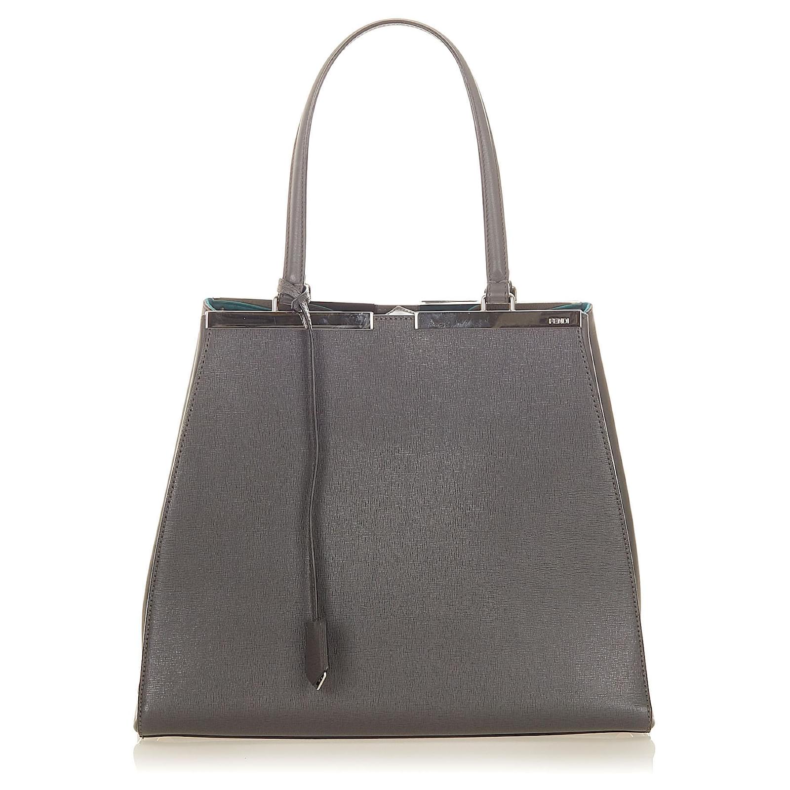 Fendi Gray 3Jours Leather Tote Bag Grey Dark grey Pony-style calfskin ...