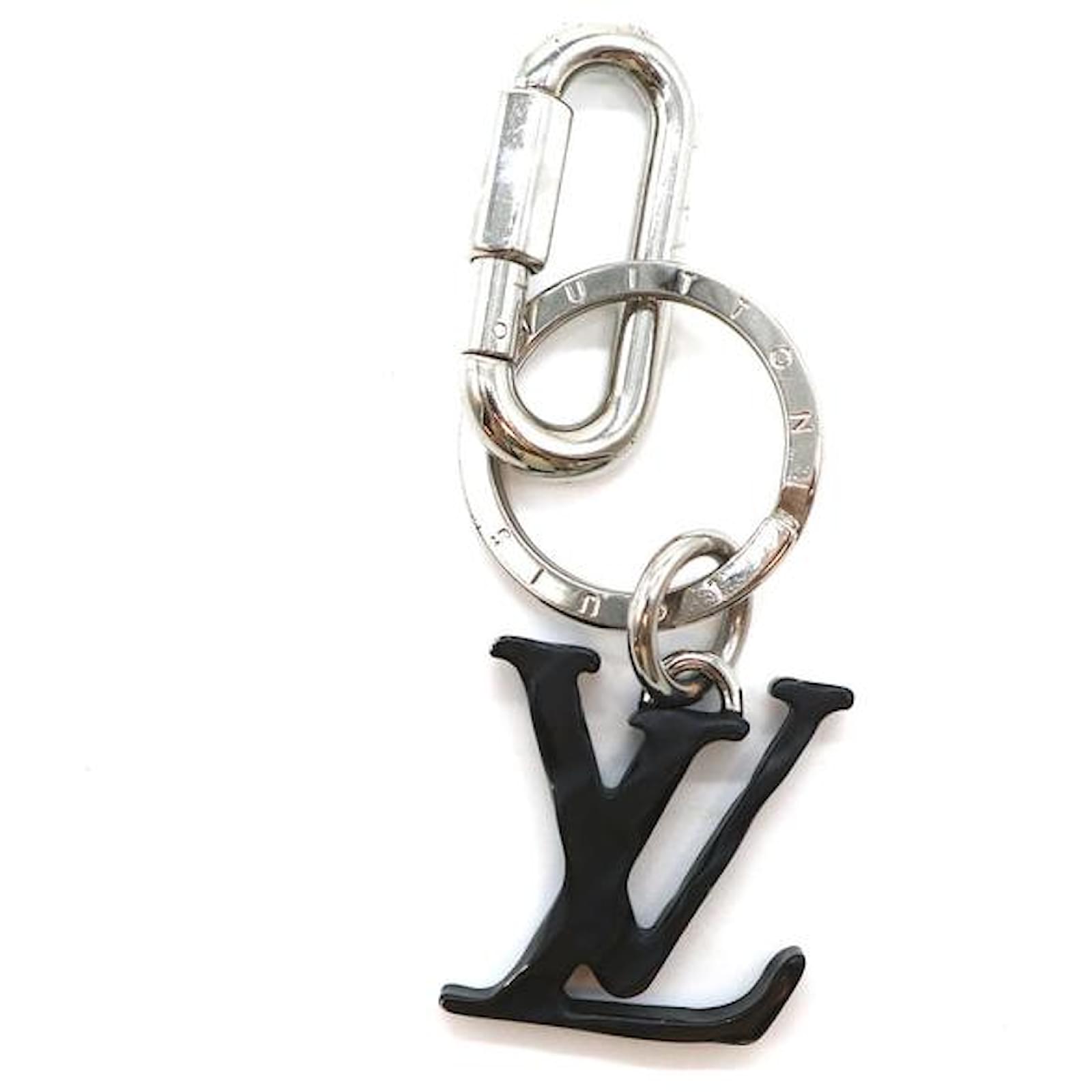 Louis Vuitton Silver Black Virgil Logo Key Ring Chain Charm Metal