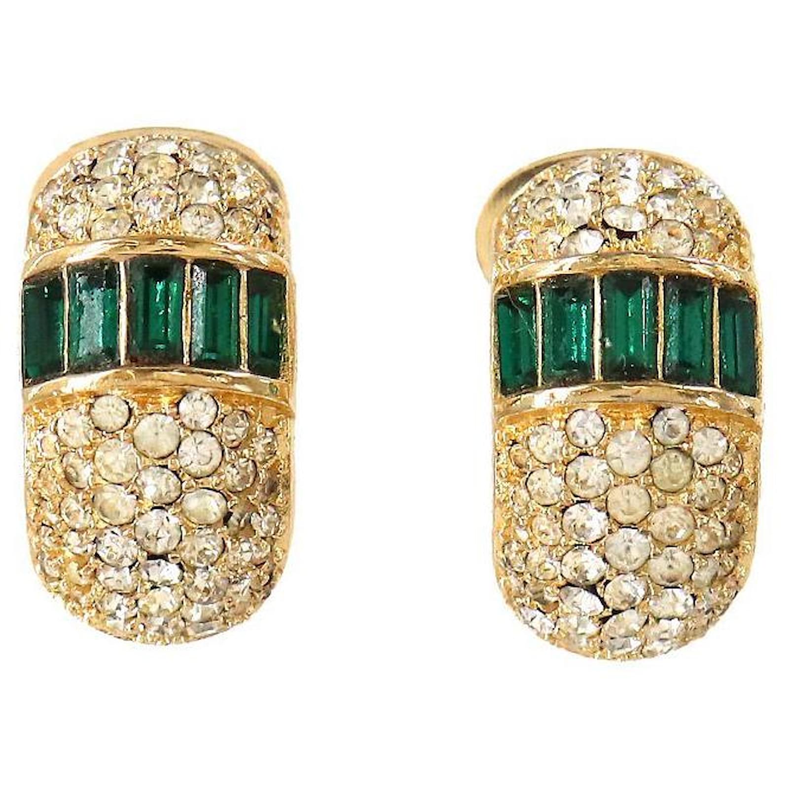 christian dior rhinestone earrings