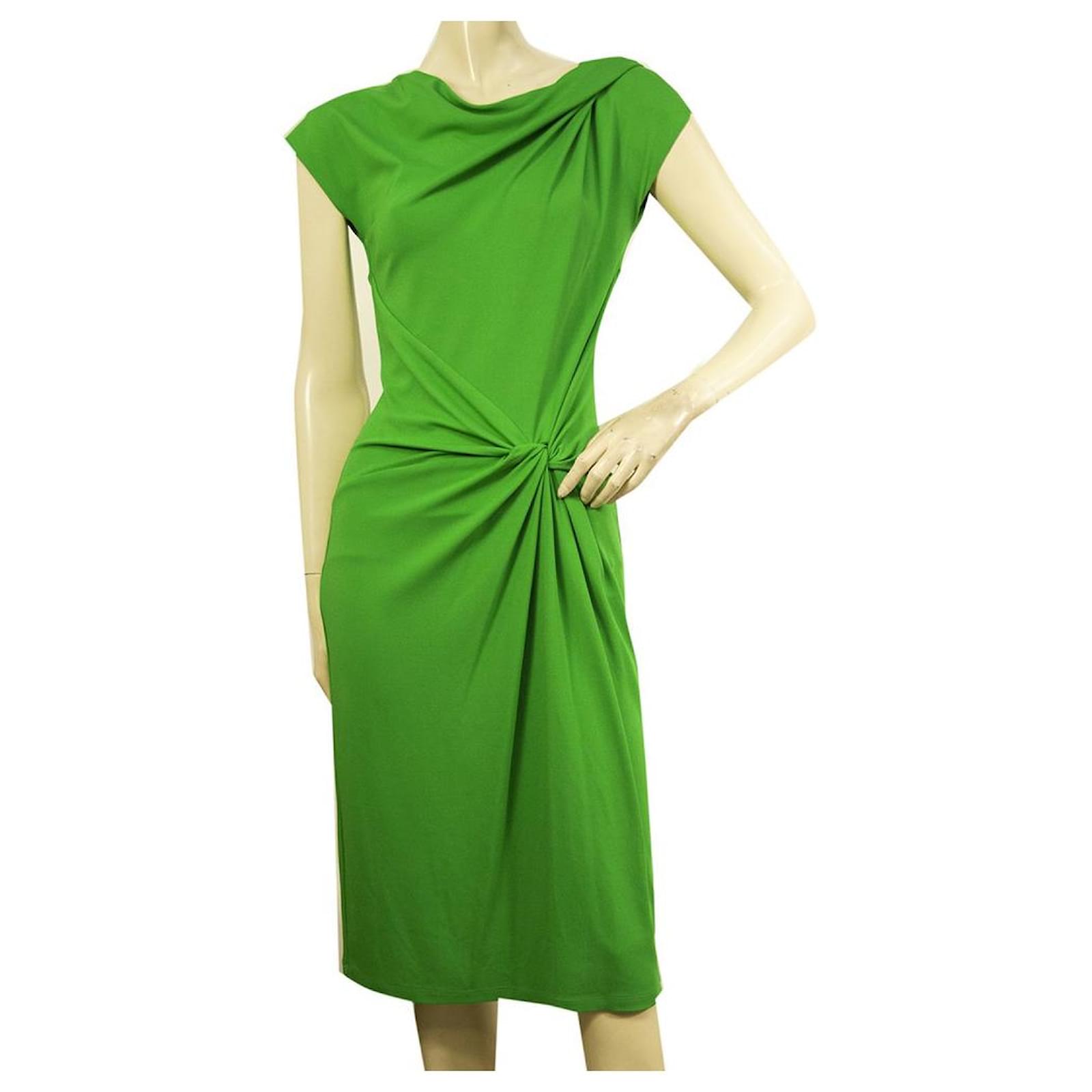Michael Kors Green Draped Details Cap Sleeves Knee Length dress size 6  Rayon  - Joli Closet