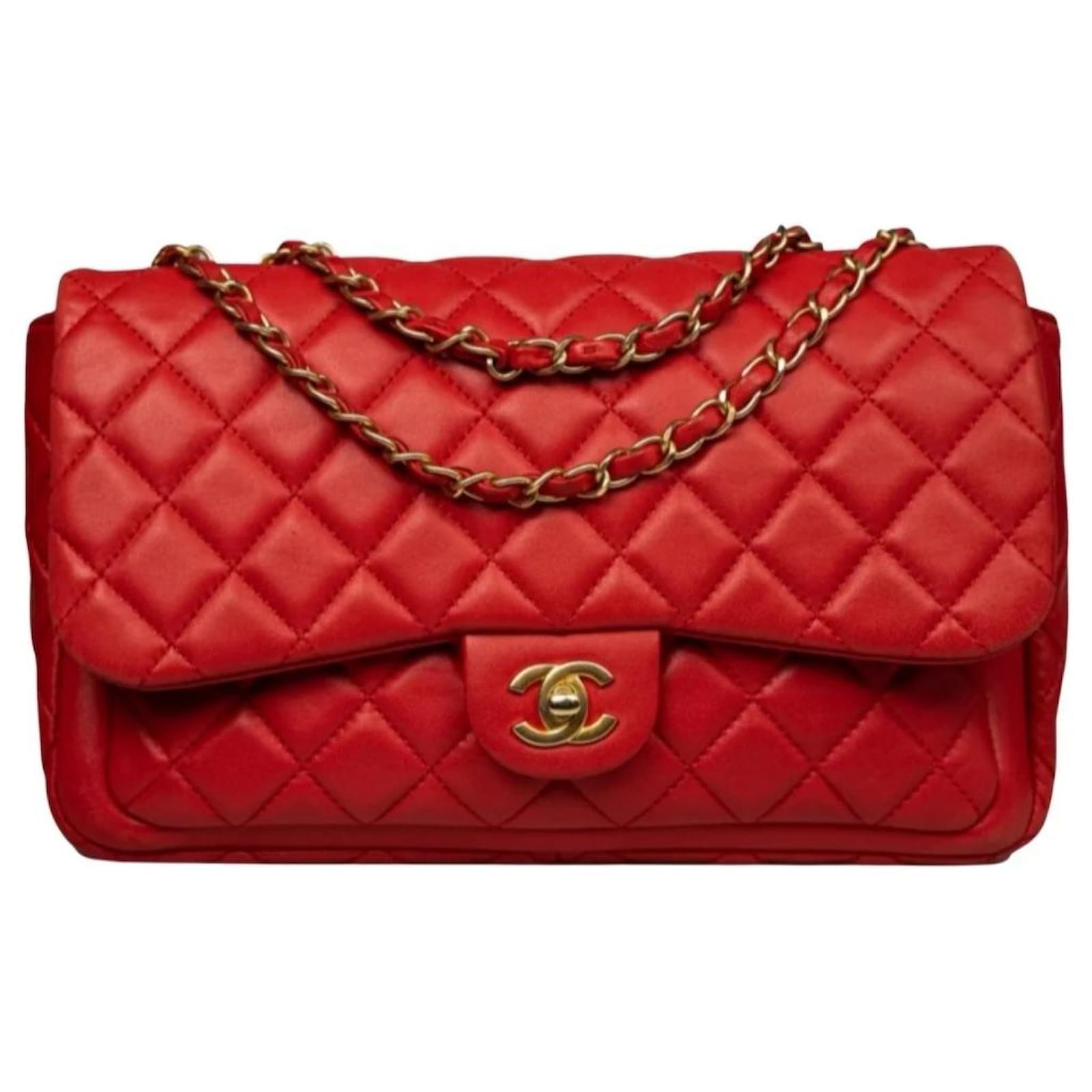 Chanel Timeless Classic Jumbo Flap Bag Red Leather ref.545855 - Joli Closet