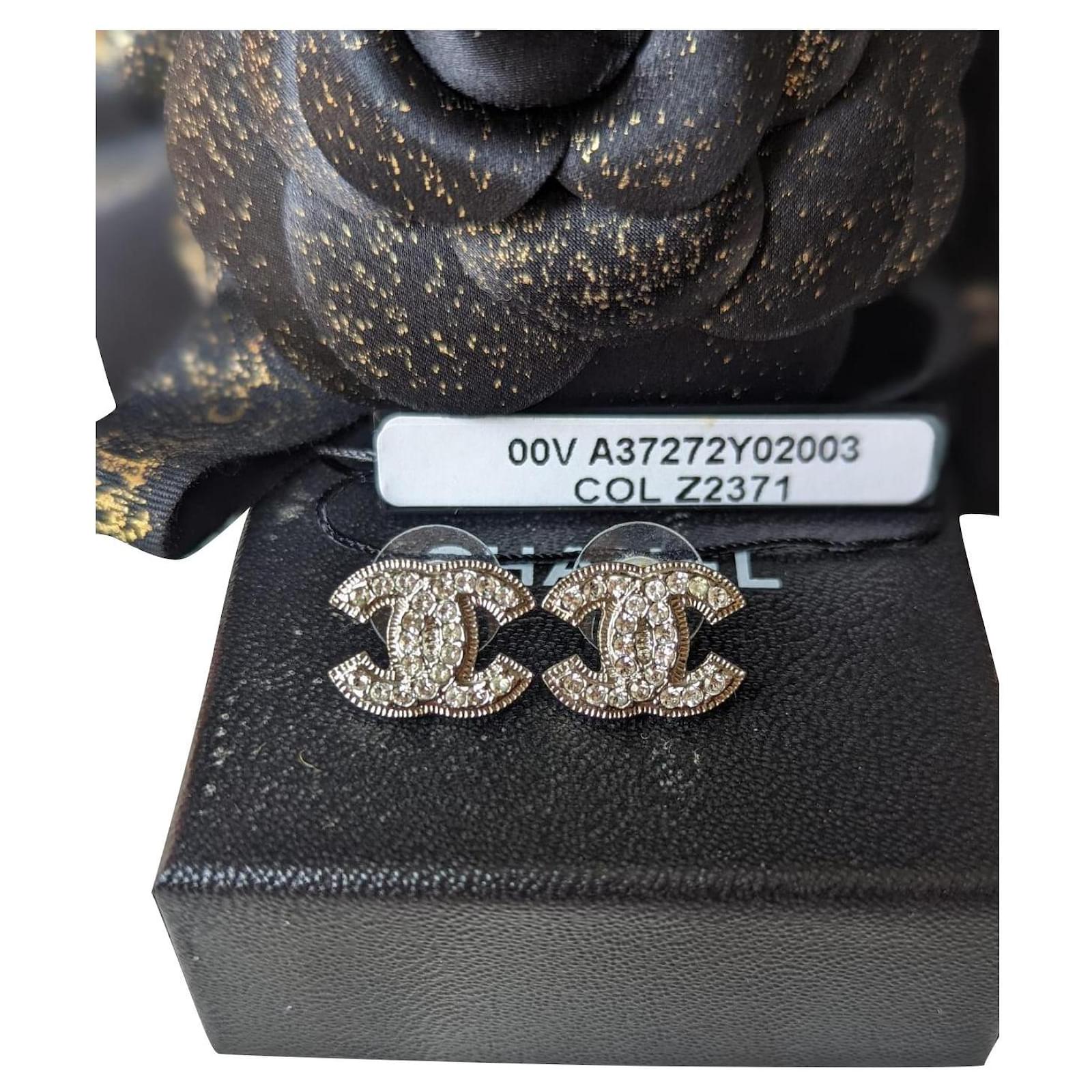Chanel CC Logo Classic Timeless Crystal SHW Coco Mark Earrings Box Tag Silvery  Metal ref.546246 - Joli Closet