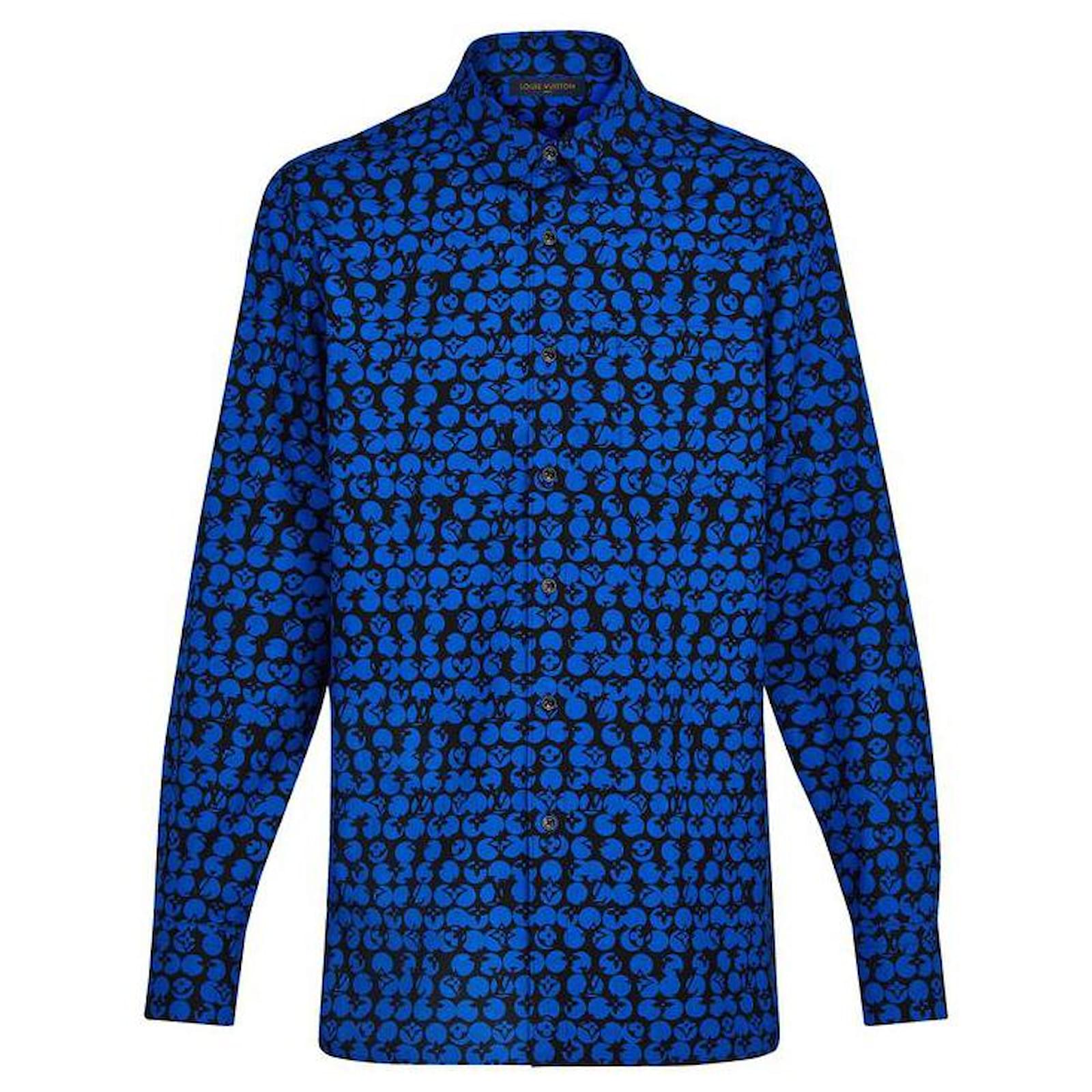 Louis Vuitton Camisa Hombre XXL Azul Negro LV Monogram DNA Manga Larga  Botones ref.547003 - Joli Closet
