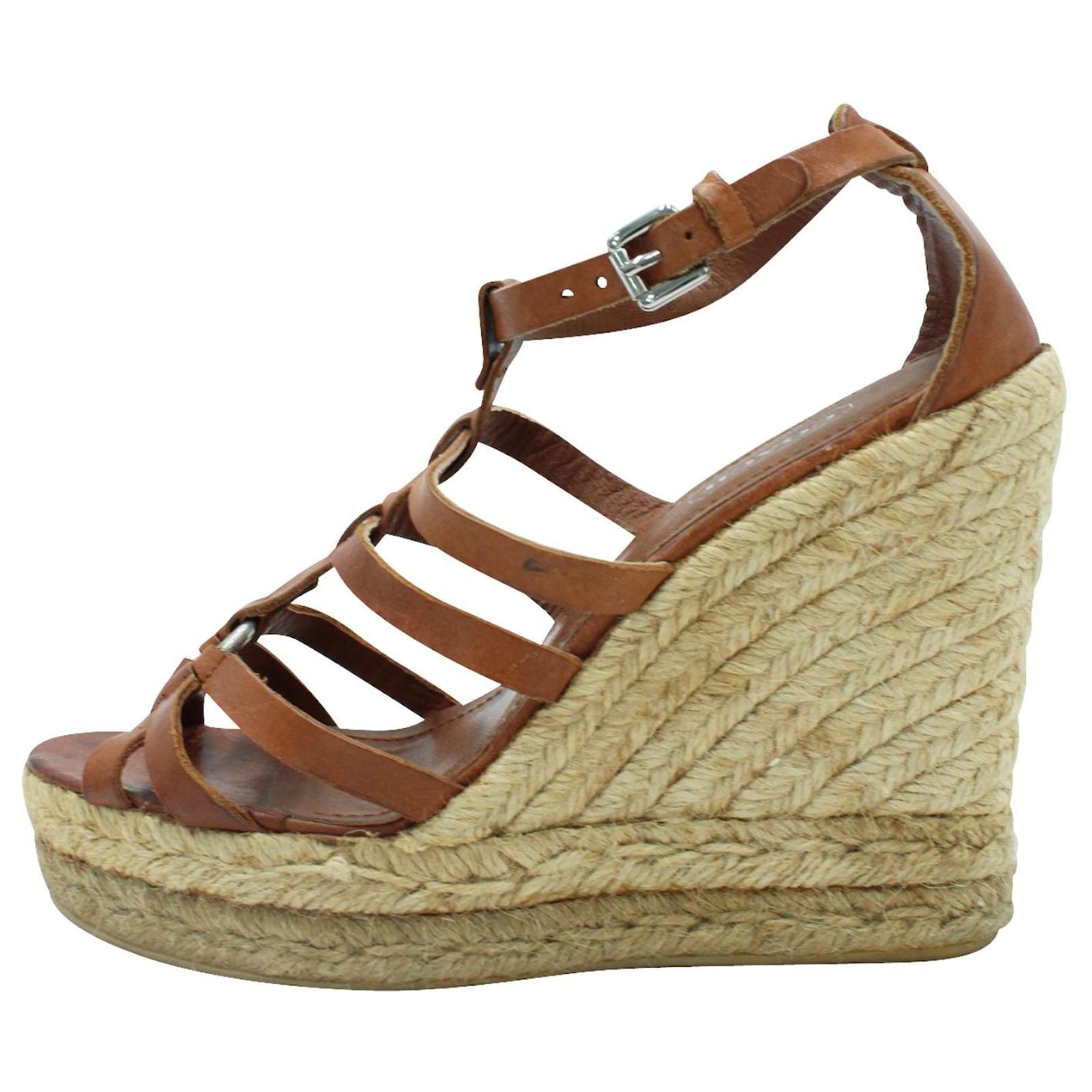 brown coach wedges