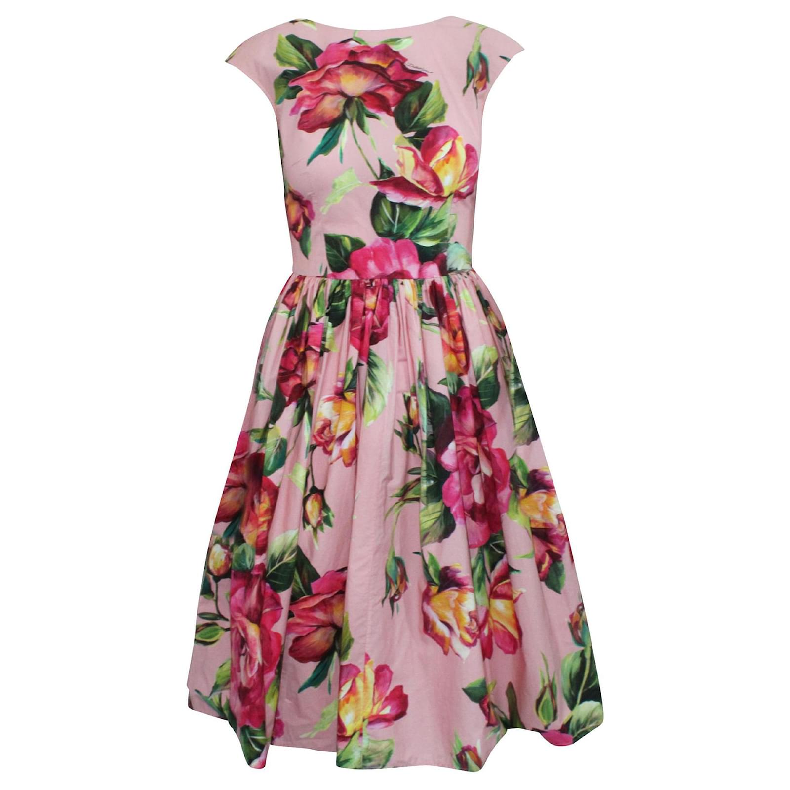 strapless open back dress Dolce & Gabbana Kids Girls Fuchsia Floral Dress