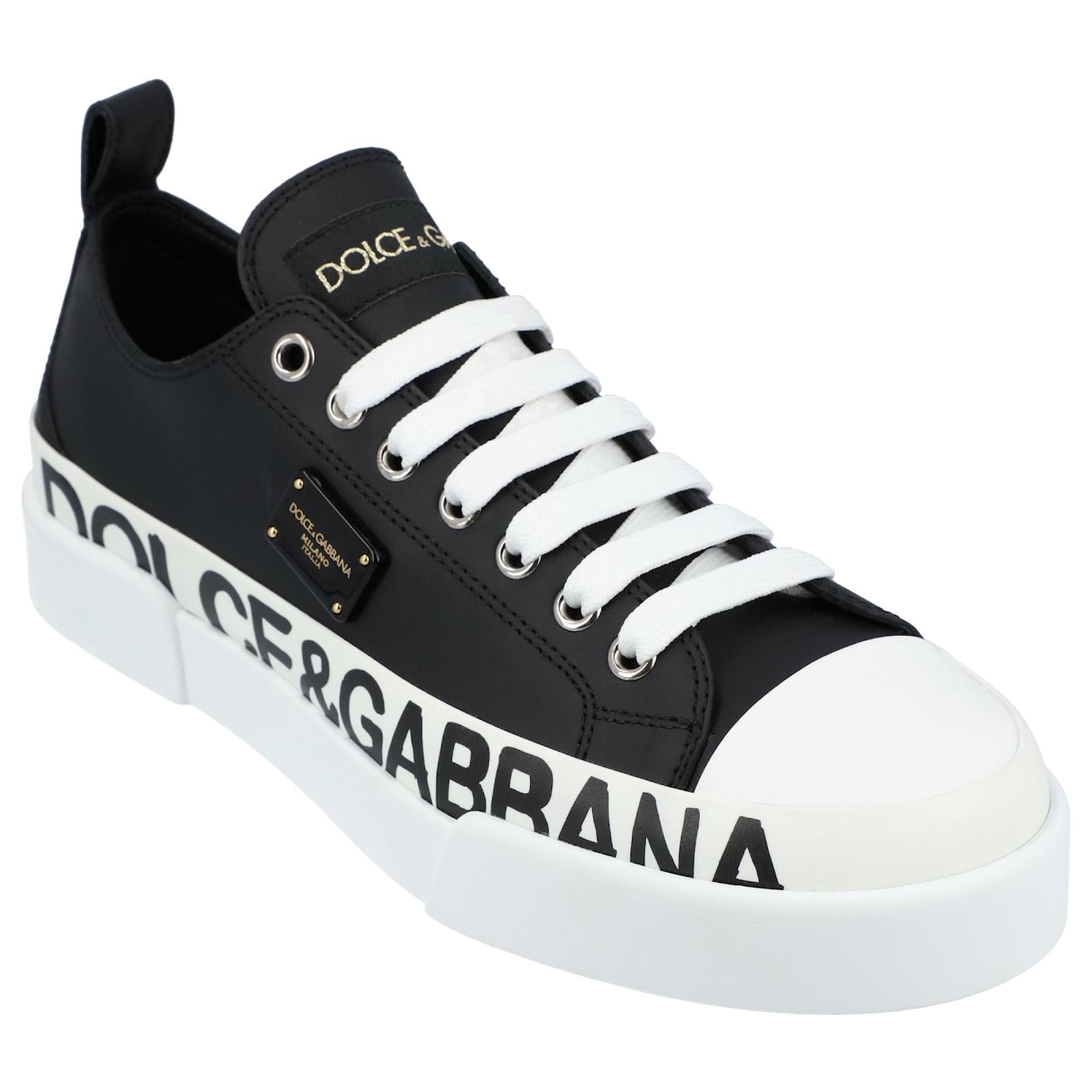 Dolce & Gabbana calf leather Portofino light sneakers with logo ...