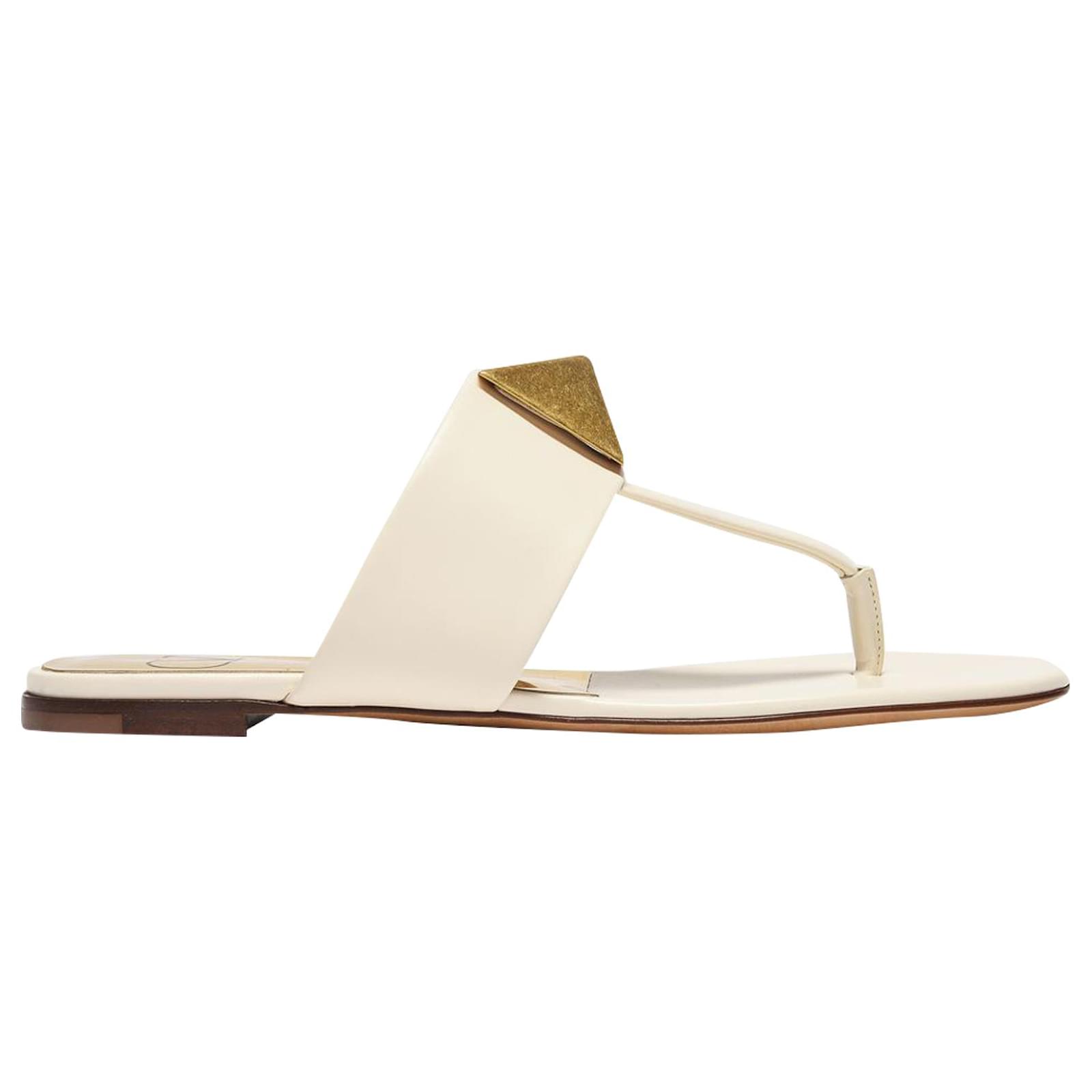 Valentino Garavani One Stud Sandals in White Leather ref