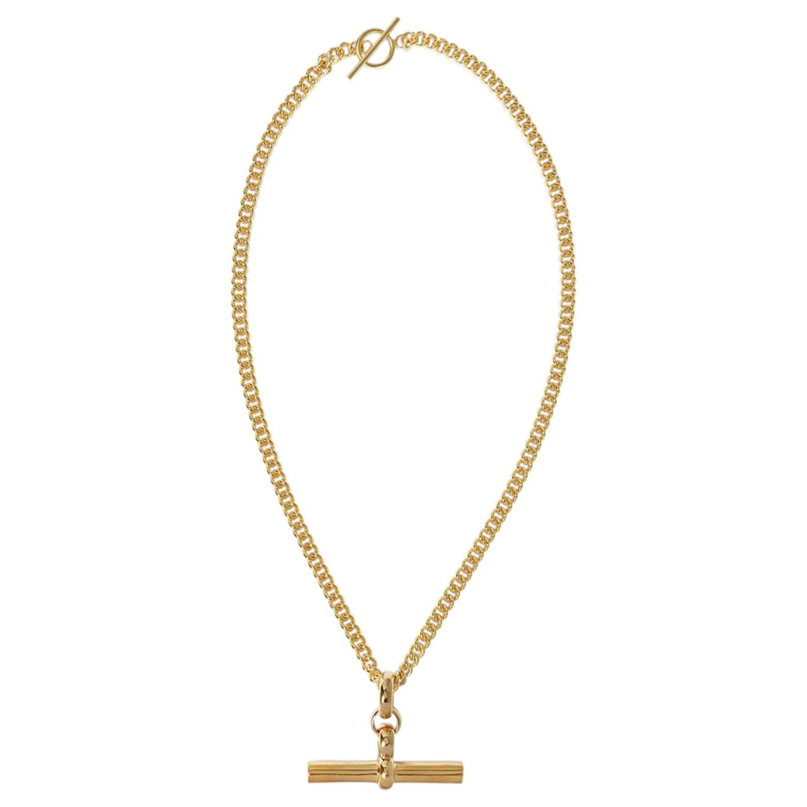 gold necklace with t bar