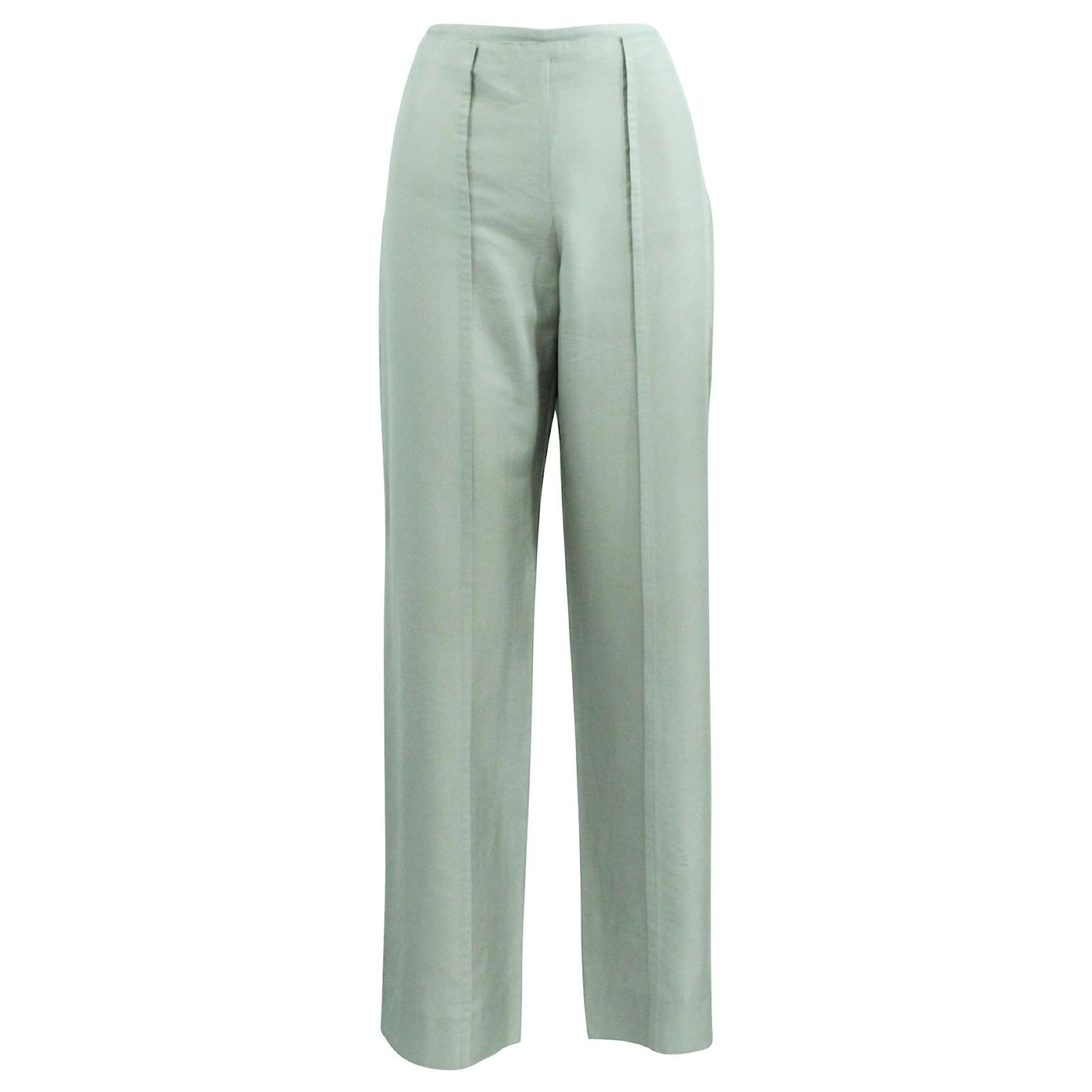 Giorgio Armani Light Grey Wide Leg Silk Pants  - Joli Closet