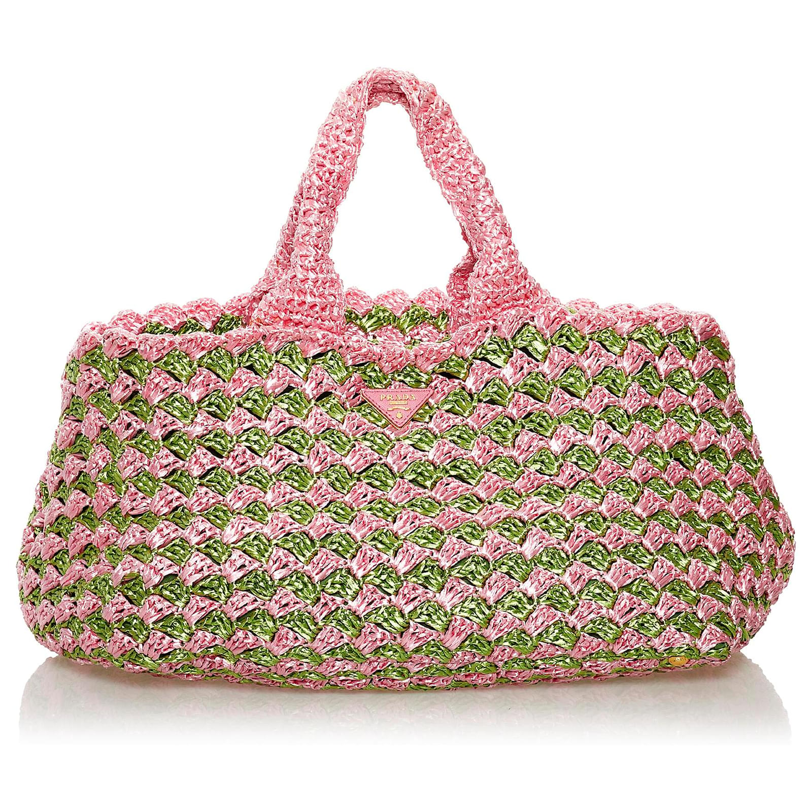 Prada Pink Raffia Tote Bag Green ref.JC548898 (Sold) - Joli Closet