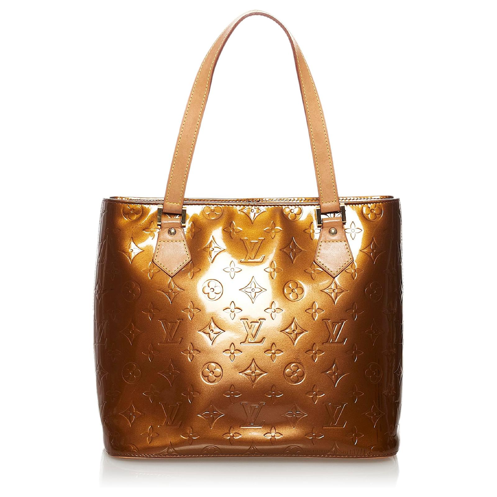 Louis Vuitton Brown Vernis Houston Beige Light brown Leather Patent leather  ref.653545 - Joli Closet