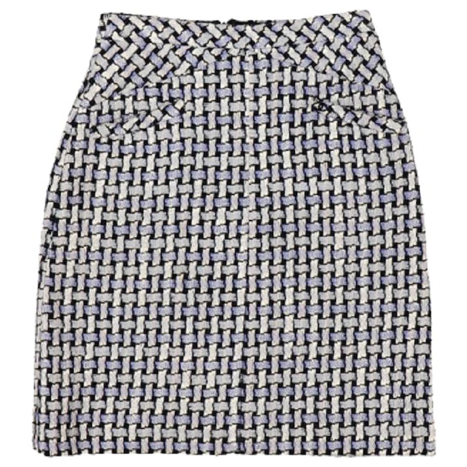 Chanel / CHANEL skirt knee length tight tweed cotton silk total