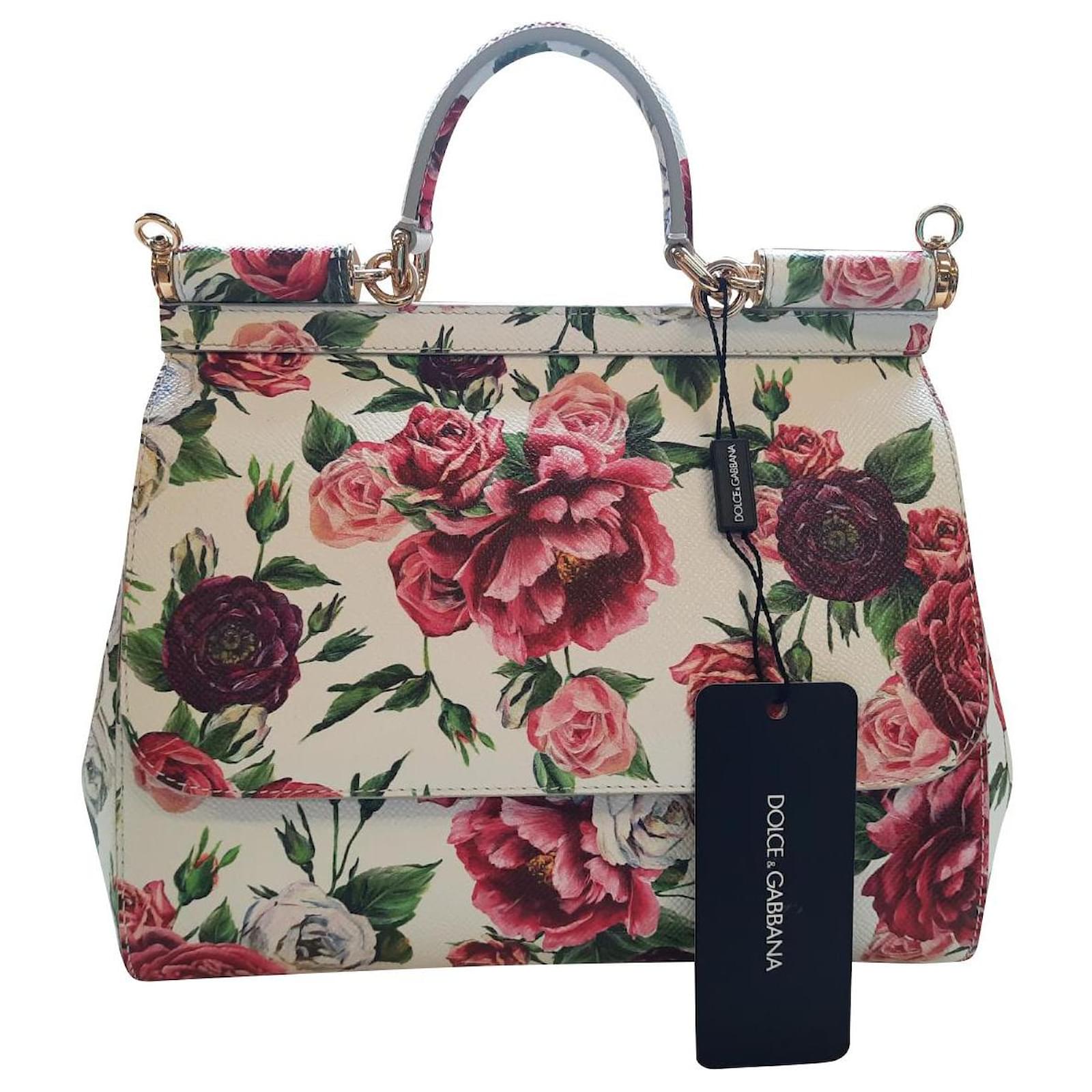 dolce gabbana multiple colors leather sicily flowers bag handbags